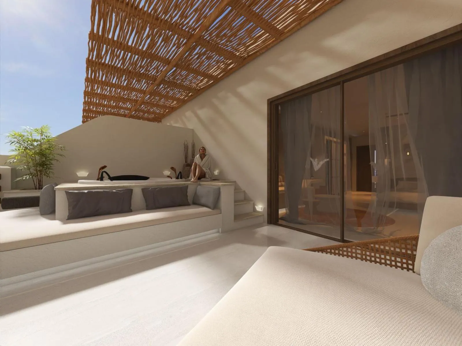 Patio, Bed in Spongia Apartments and Suites Kalymnos