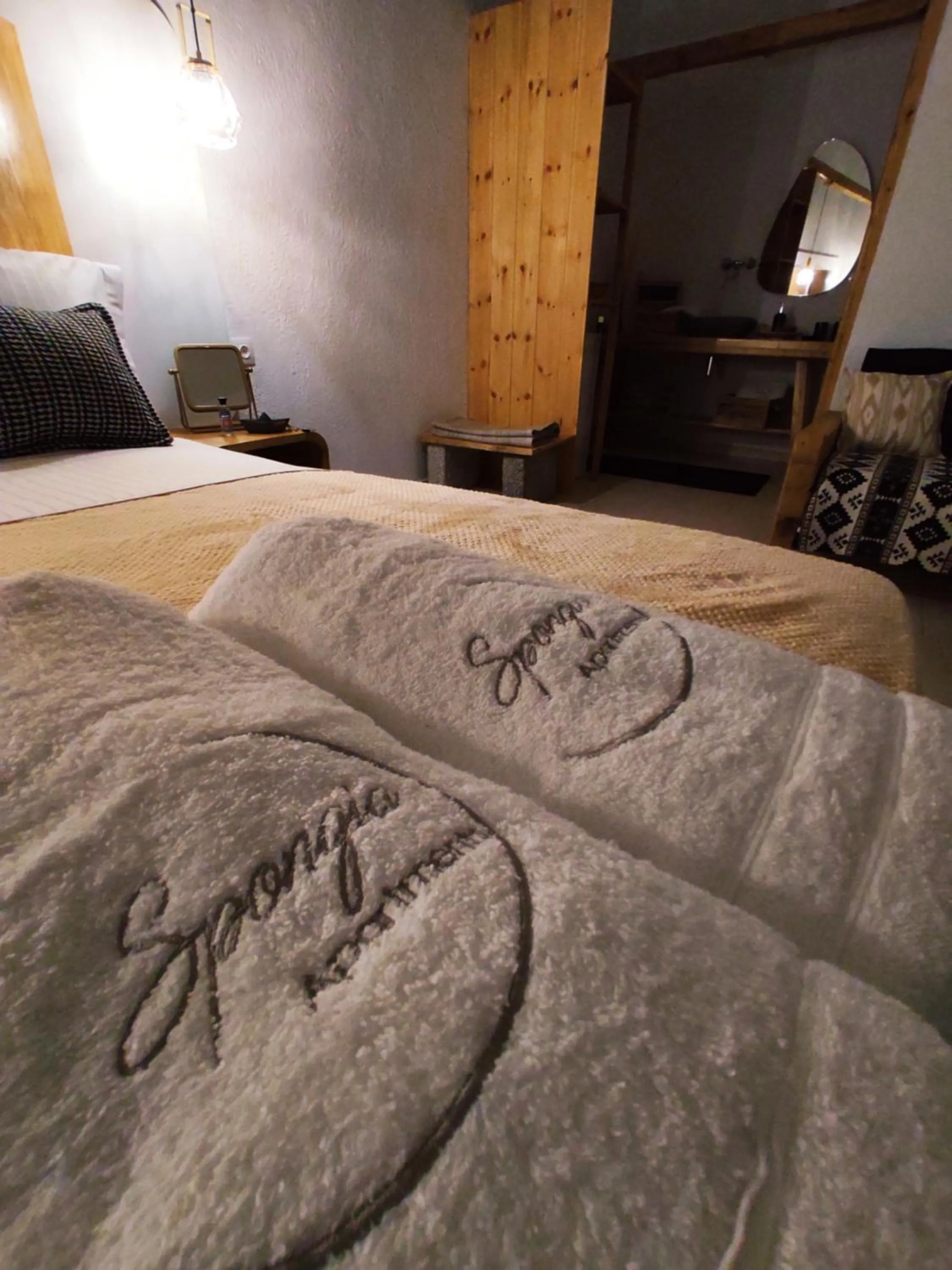 Decorative detail, Bed in Spongia Apartments Kalymnos