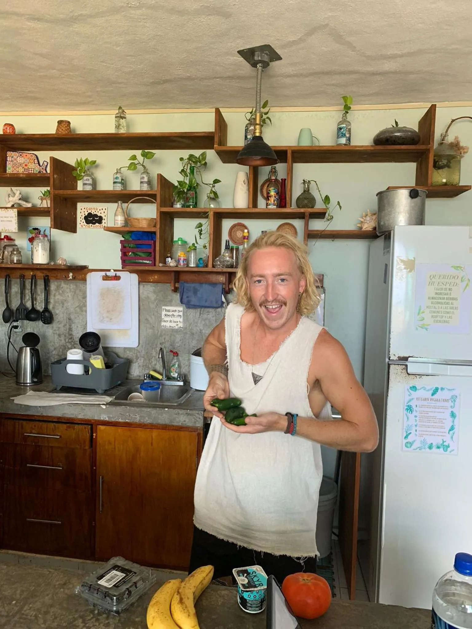 Communal kitchen in Hostal Cuca Macuca
