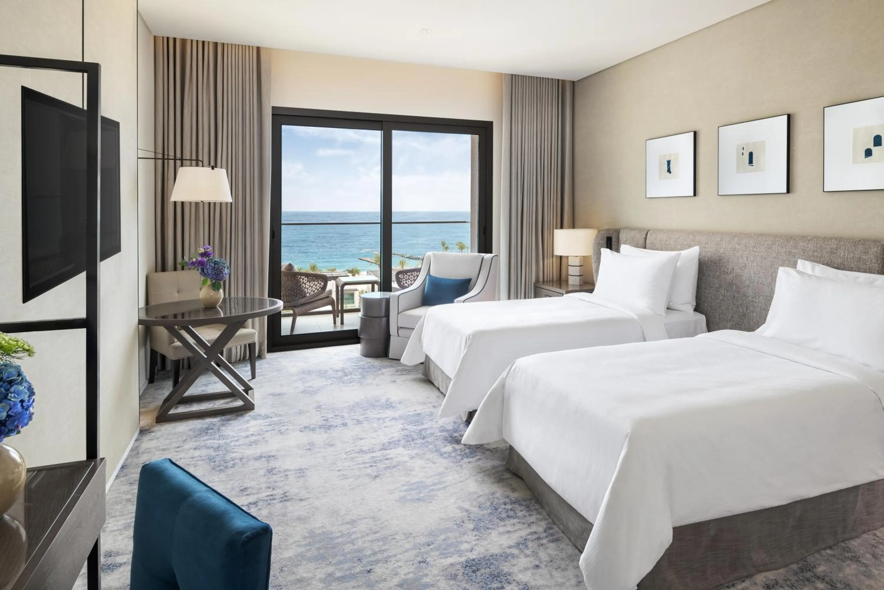 View (from property/room), Bed in Address Beach Resort Fujairah