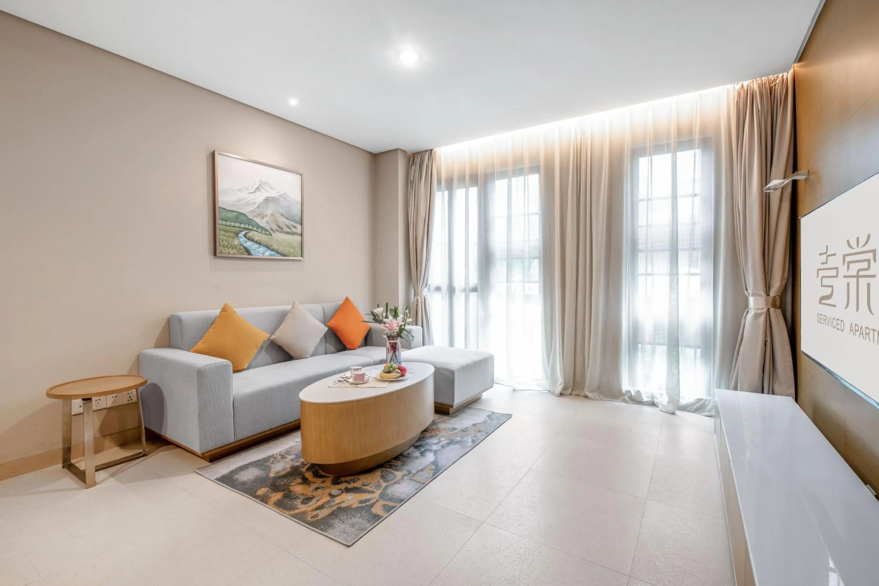 Living room, Bed in CM Serviced Apartment Shenzhen Hillside
