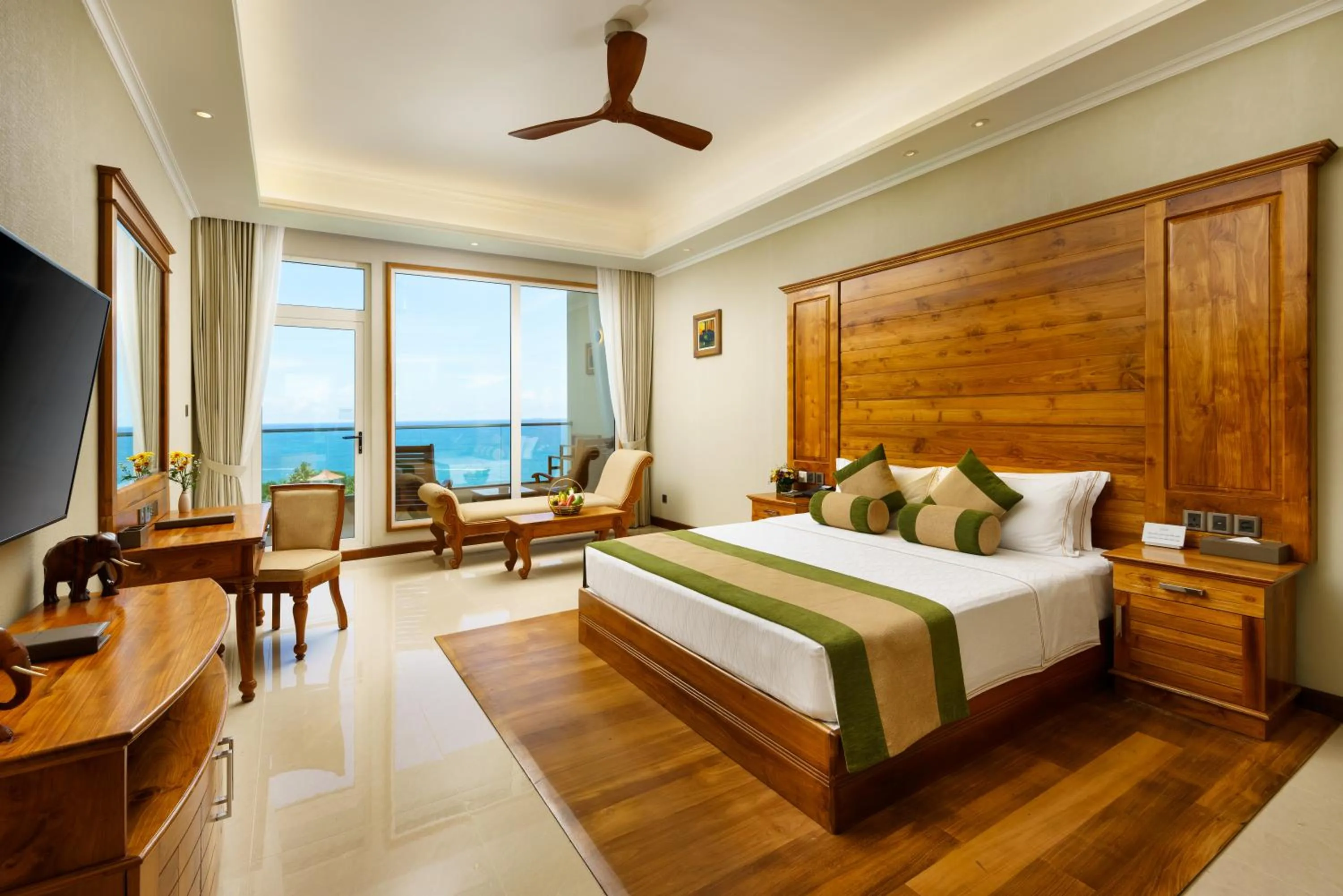 View (from property/room), Bed in Araliya Beach Resort & Spa Unawatuna- Where you meet the sea all year