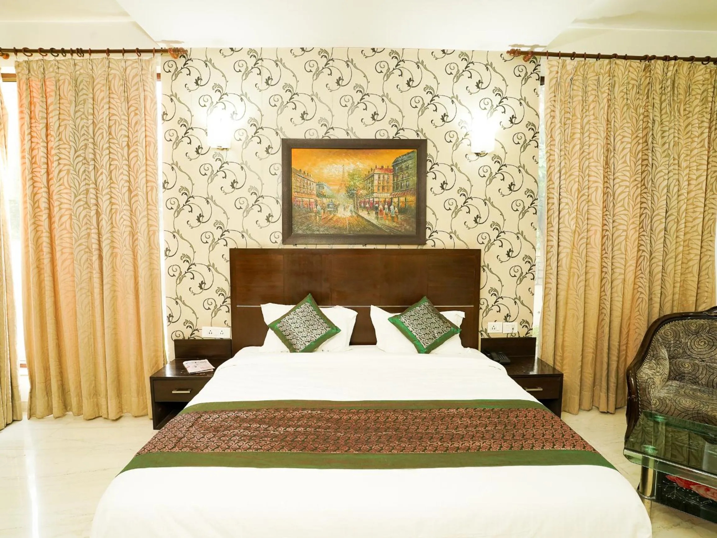 Photo of the whole room, Bed in Lime Tree Hotel Sushant Lok Gurgaon Sector 29 Next to IFFCO CHOWK metro