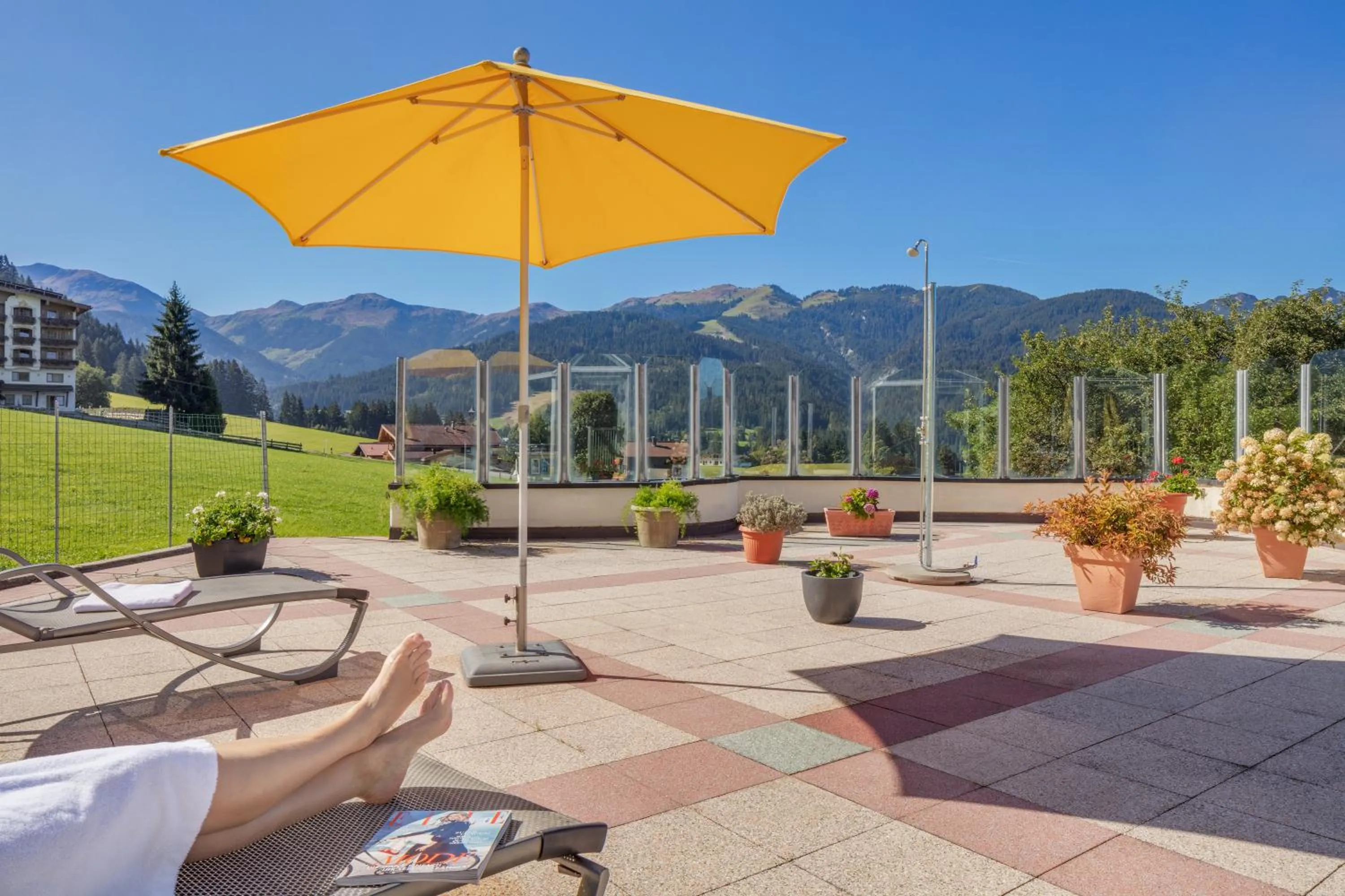 Balcony/Terrace in Apparthotel Talhof, Restaurant, Pool und Spa