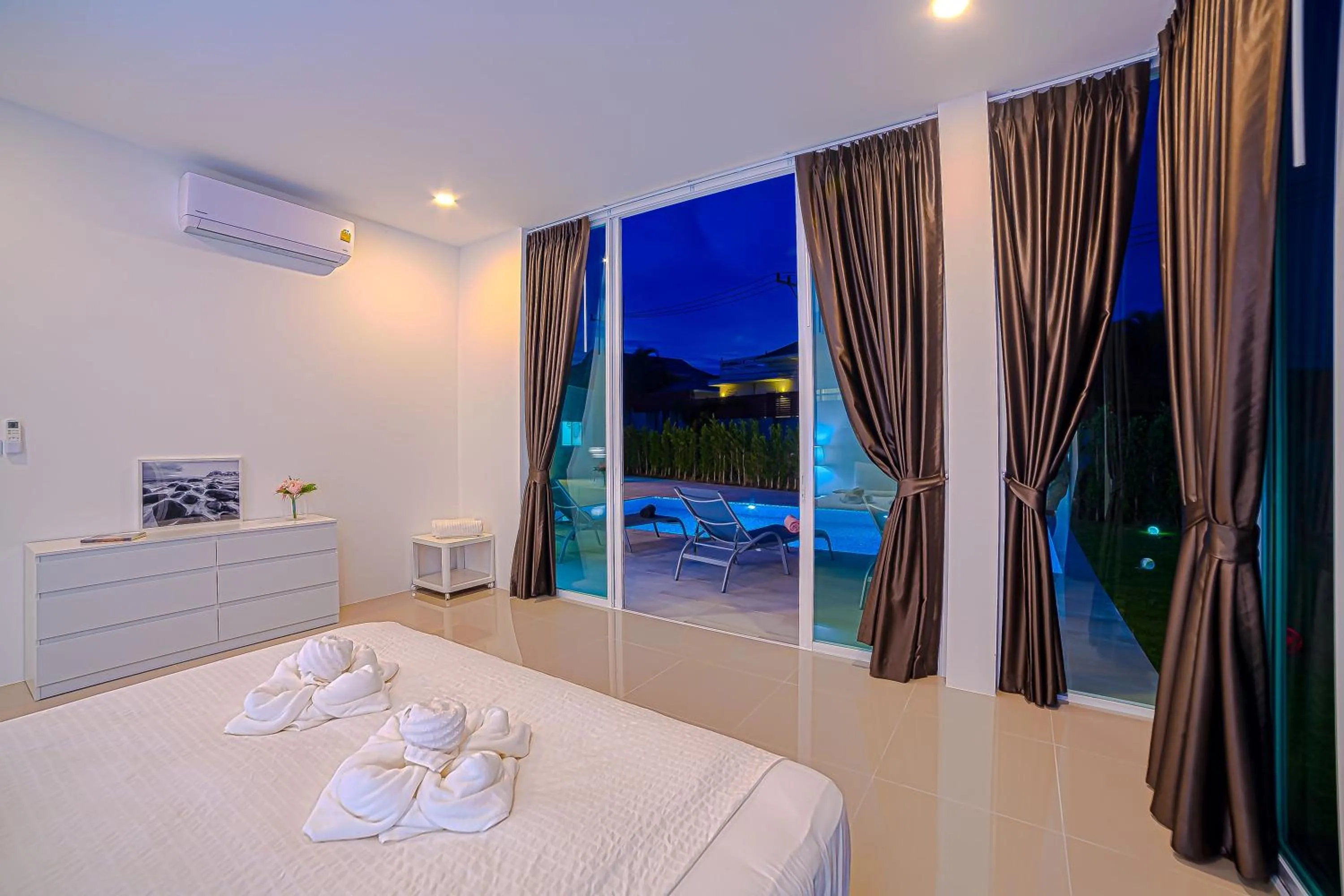 Bedroom, Bed in Modern 3 Bedroom Private Pool Villa KH-A1
