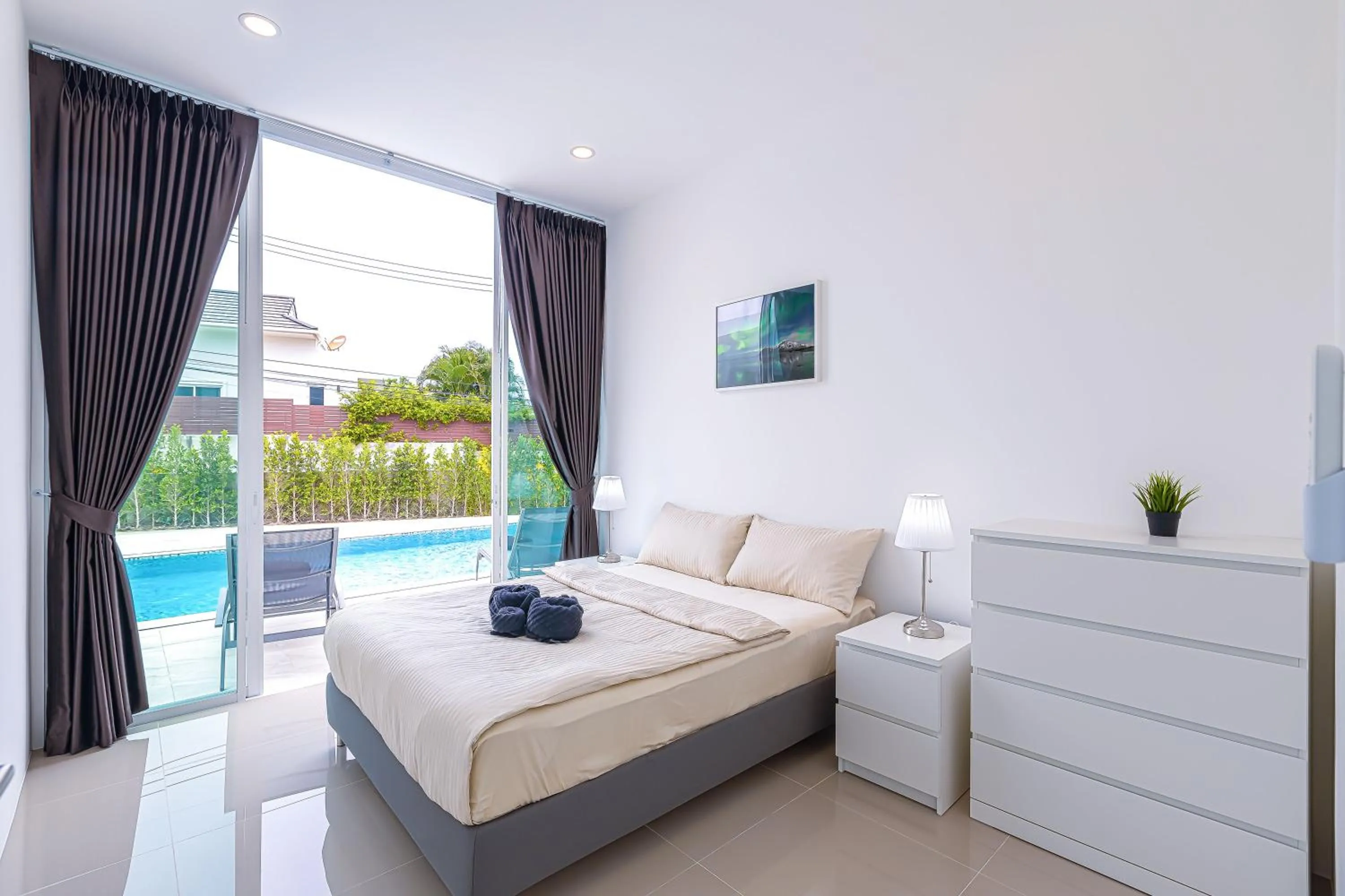 Bedroom, Bed in Modern 3 Bedroom Private Pool Villa KH-A1