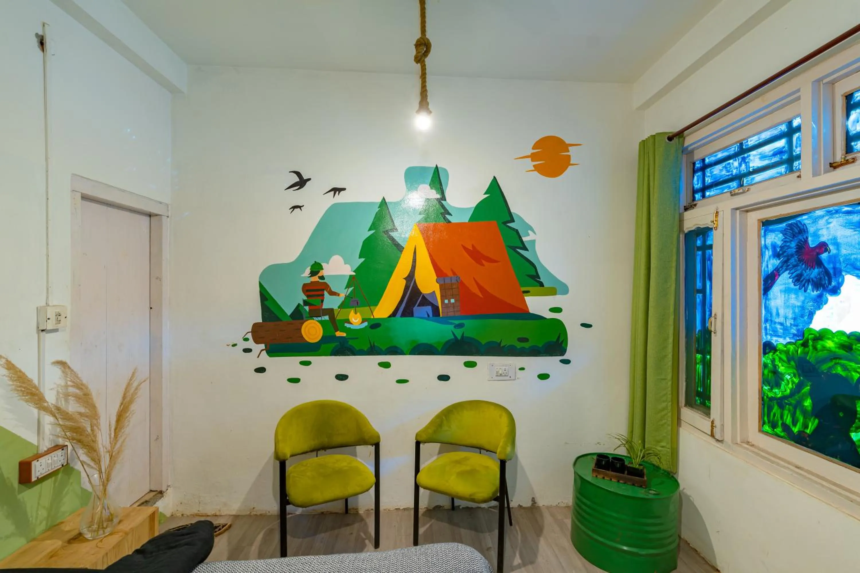 Seating area in Jungle Hostel by Whoopers