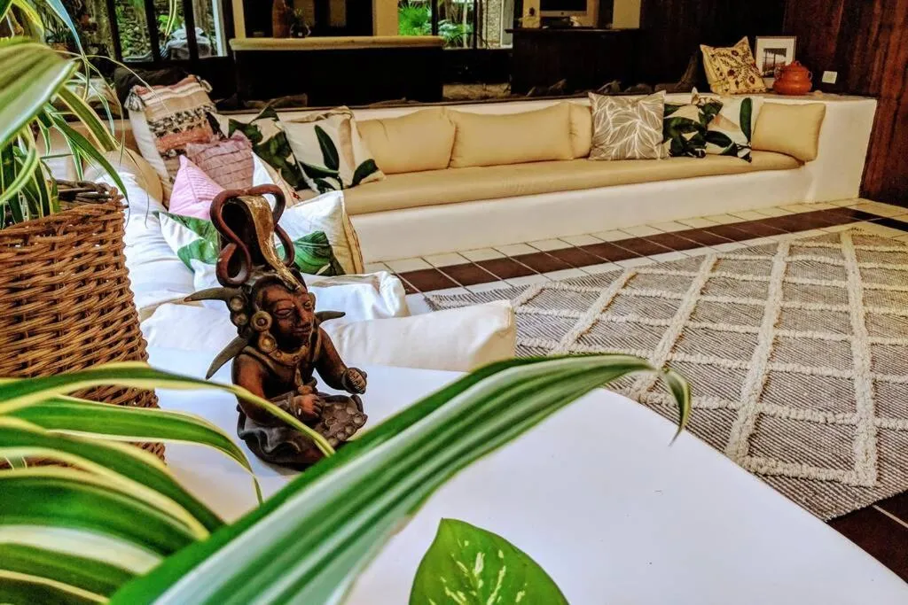 Living room in Steps to Ocean Huge Beach Villa Private Pool in Exclusive Fase 1 Playacar