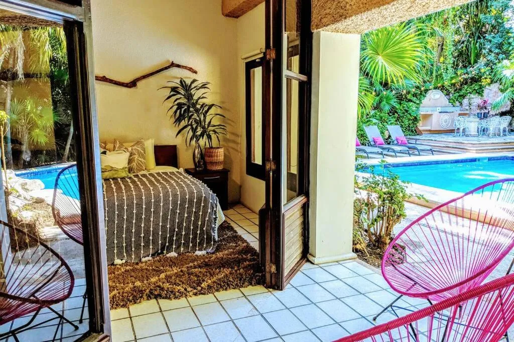 Balcony/Terrace in Steps to Ocean Huge Beach Villa Private Pool in Exclusive Fase 1 Playacar