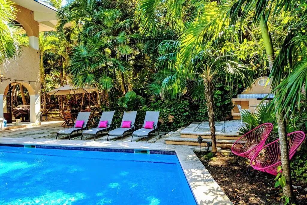 Swimming pool in Steps to Ocean Huge Beach Villa Private Pool in Exclusive Fase 1 Playacar