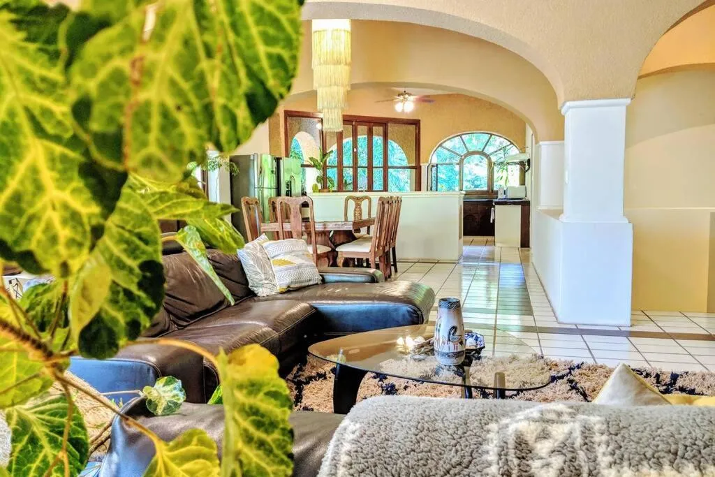 Living room in Steps to Ocean Huge Beach Villa Private Pool in Exclusive Fase 1 Playacar