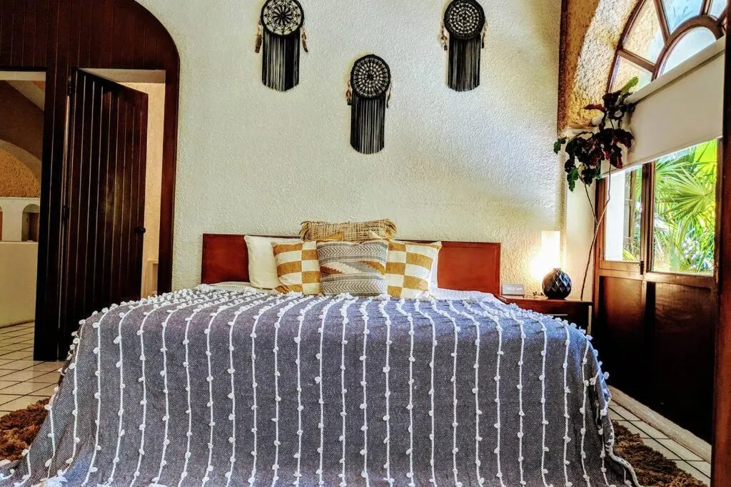 Bed in Steps to Ocean Huge Beach Villa Private Pool in Exclusive Fase 1 Playacar