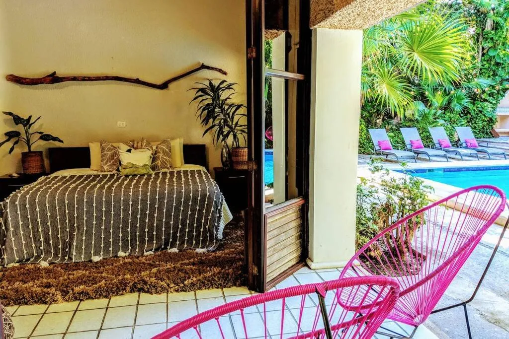 Bed in Steps to Ocean Huge Beach Villa Private Pool in Exclusive Fase 1 Playacar