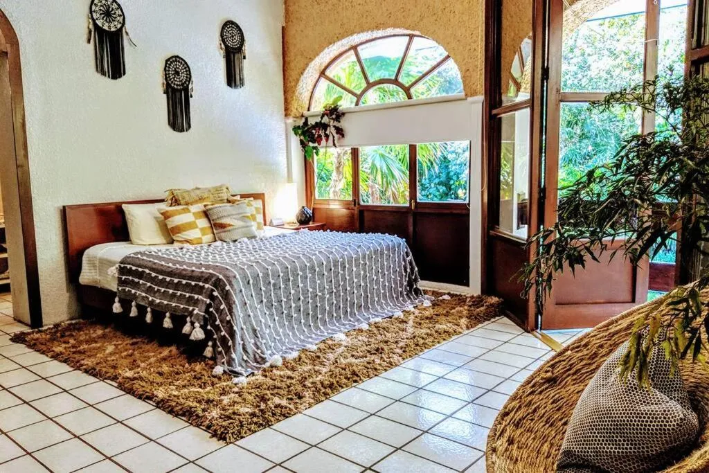 Bed in Steps to Ocean Huge Beach Villa Private Pool in Exclusive Fase 1 Playacar