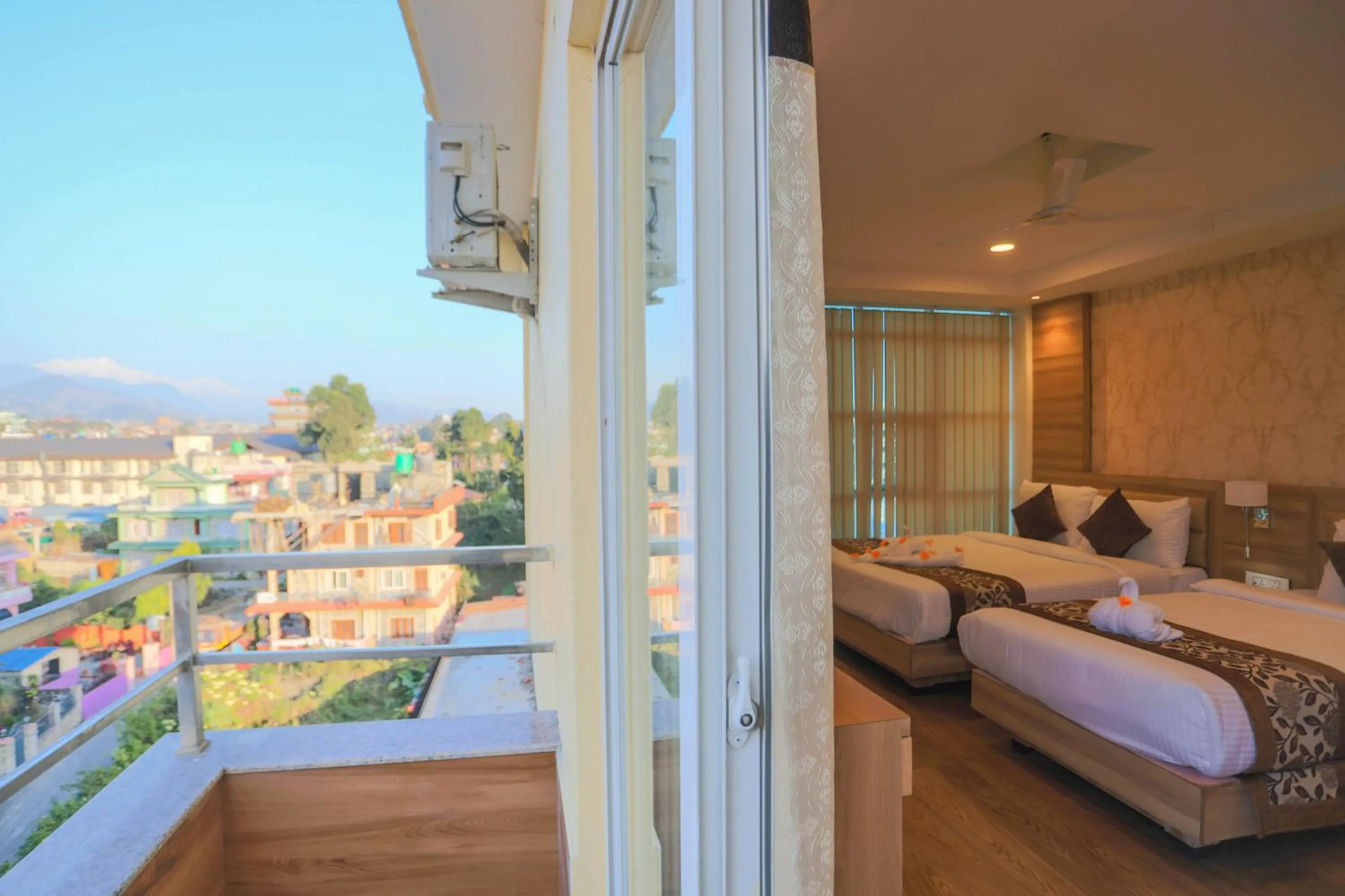 View (from property/room), Bed in Hotel Mahadev Inn Pokhara