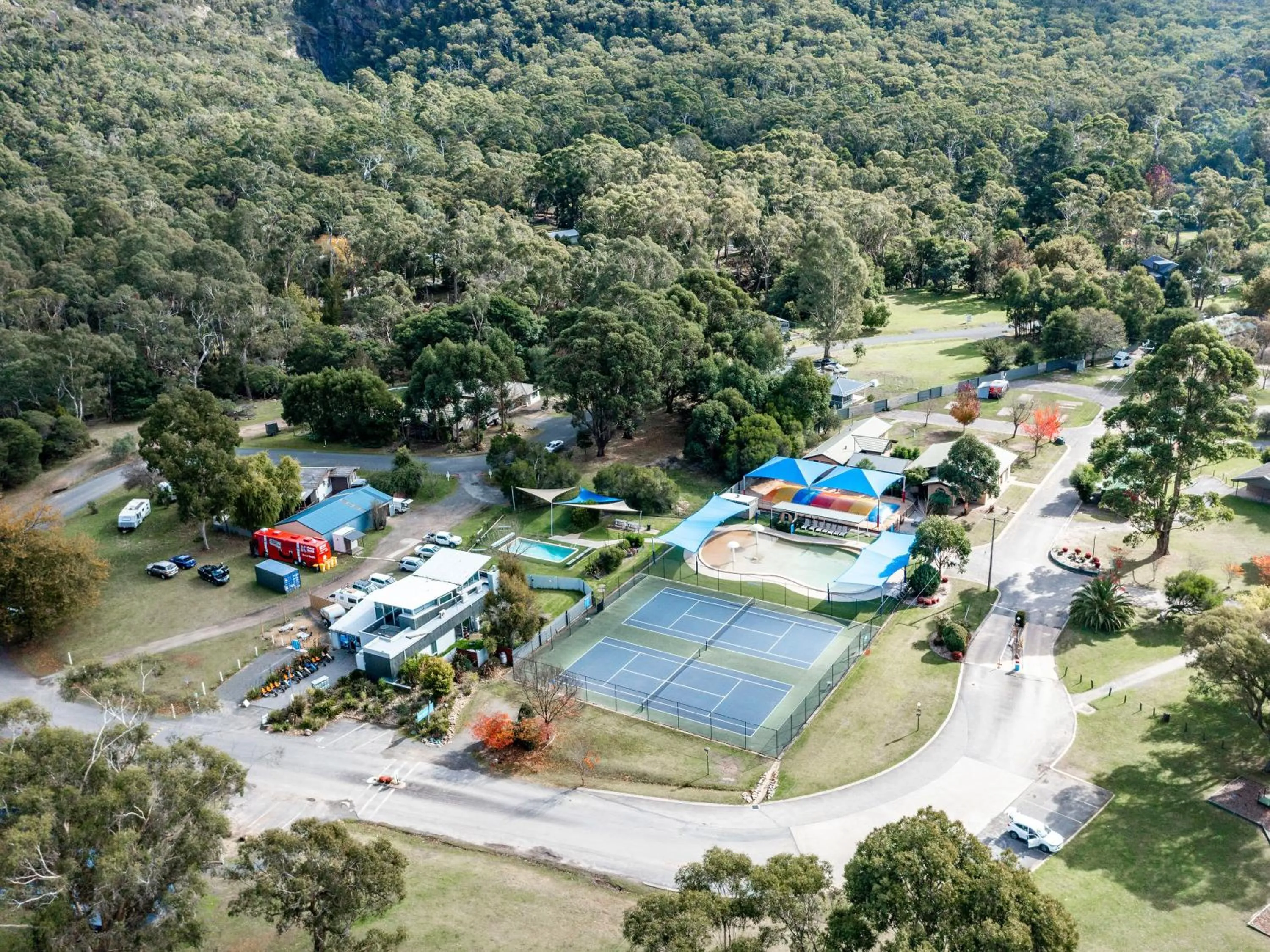 Bird's eye view in NRMA Halls Gap Holiday Park