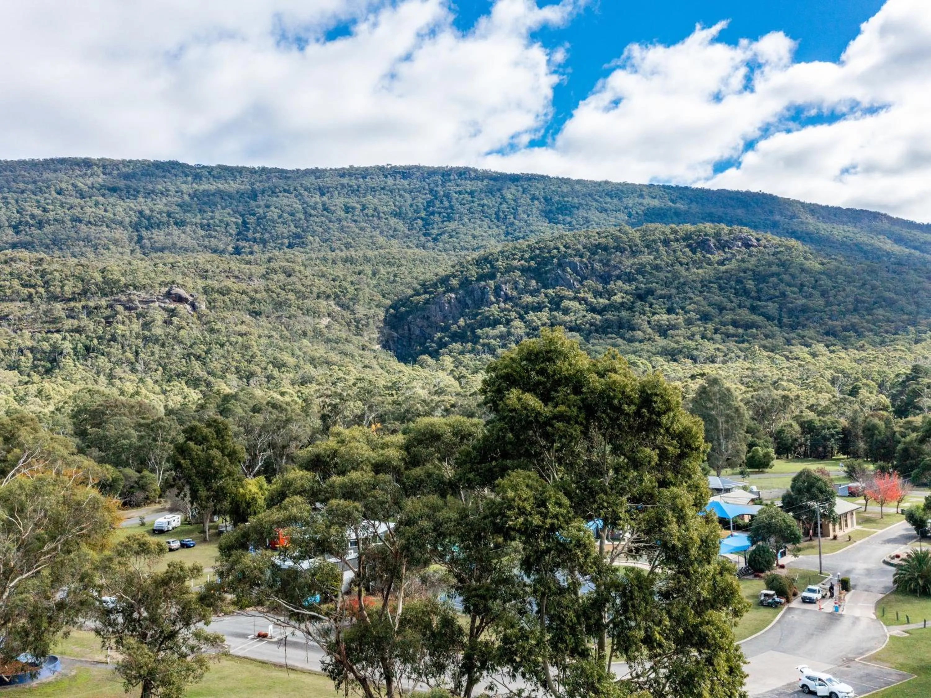 Natural landscape in NRMA Halls Gap Holiday Park