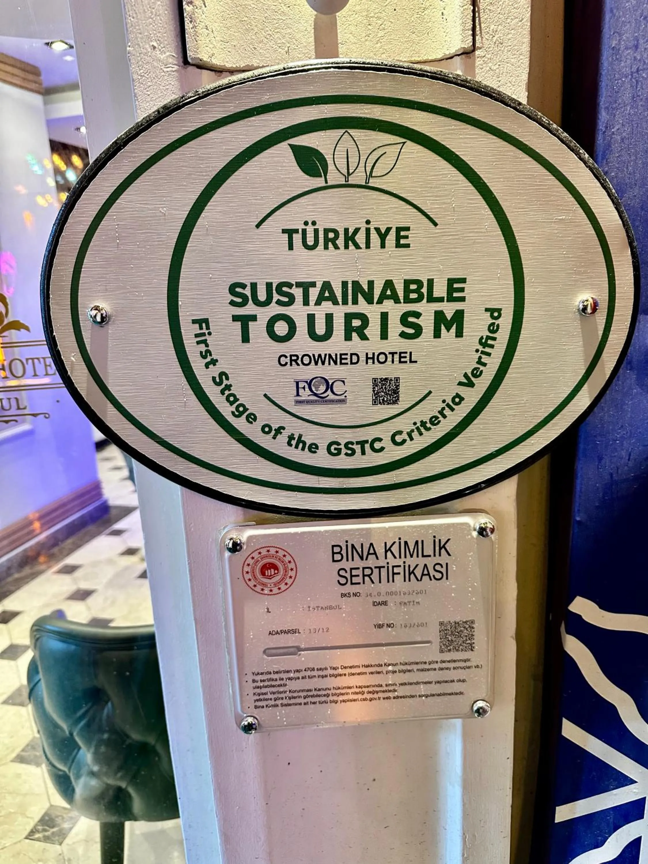 Logo/Certificate/Sign in Crowned Hotel