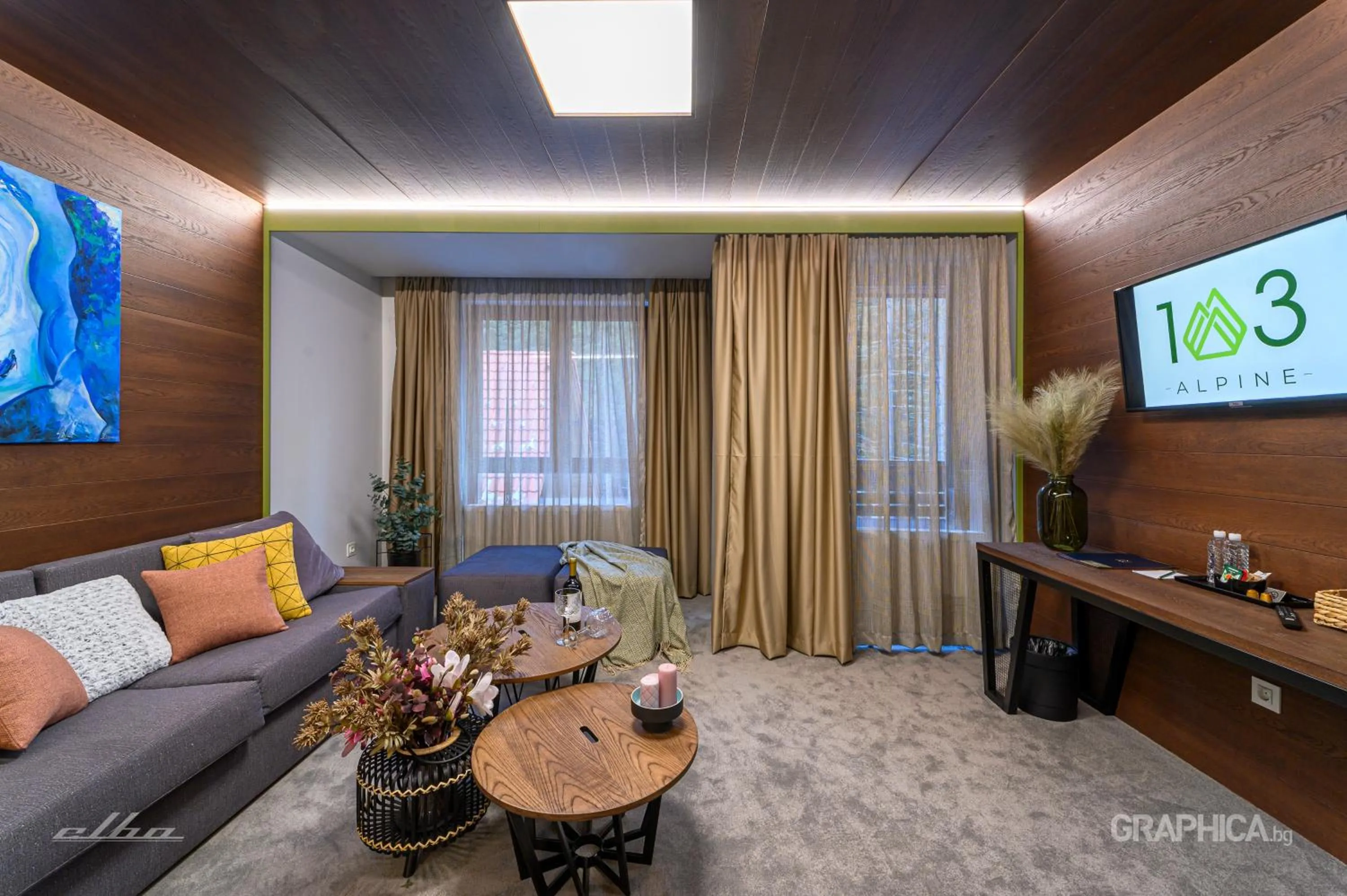 Communal lounge/ TV room in 103 Alpine Hotel