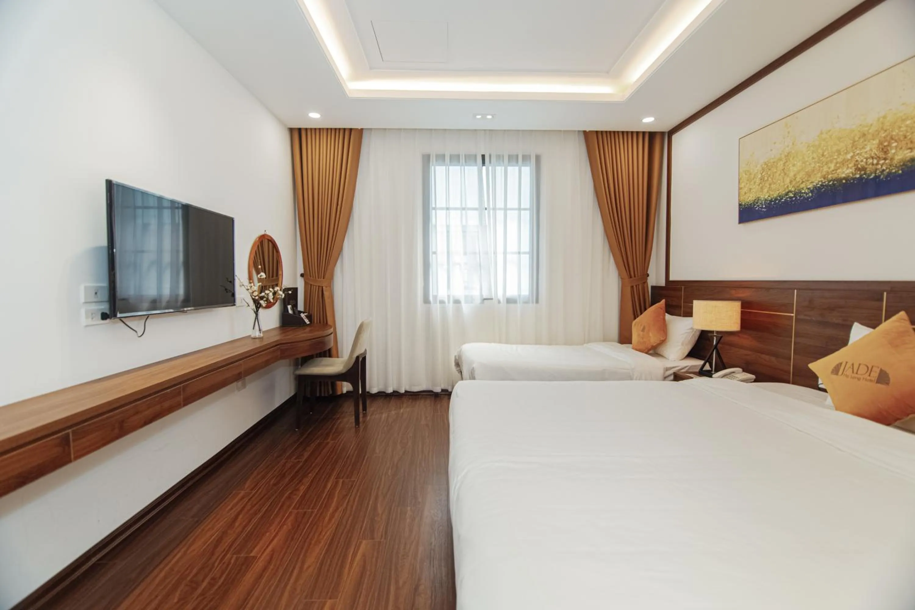 Bed in Jade Ha Long Hotel