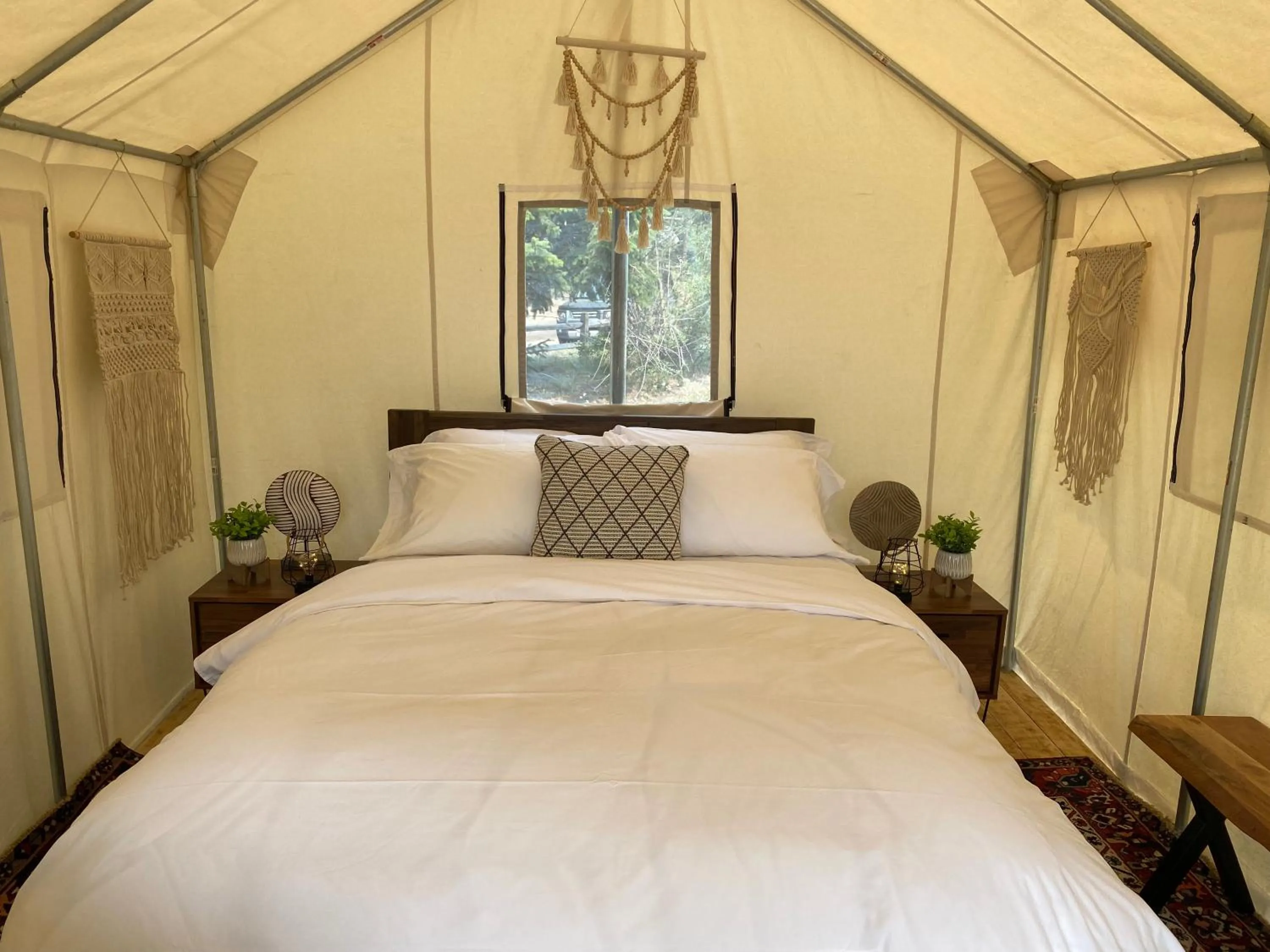 Bed in Chute Lake Lodge