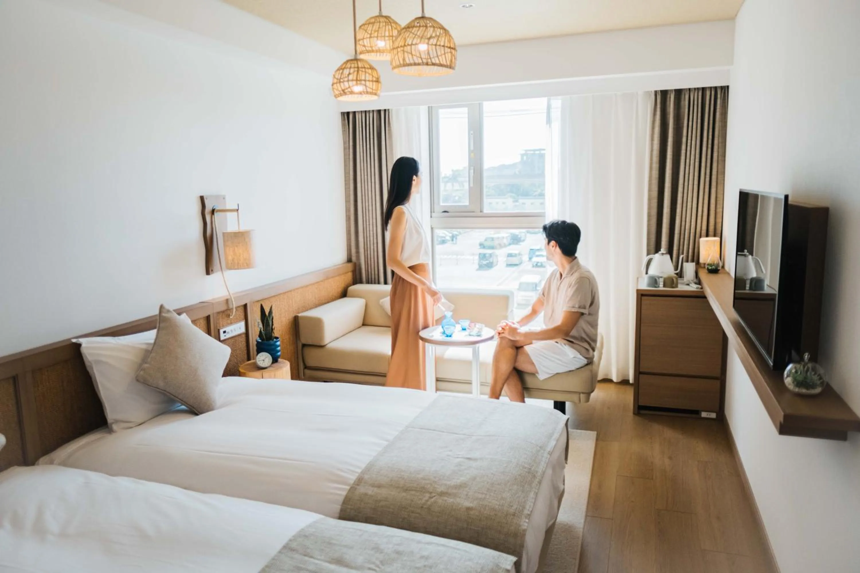 View (from property/room), Bed in Hotel Resol Trinity Naha