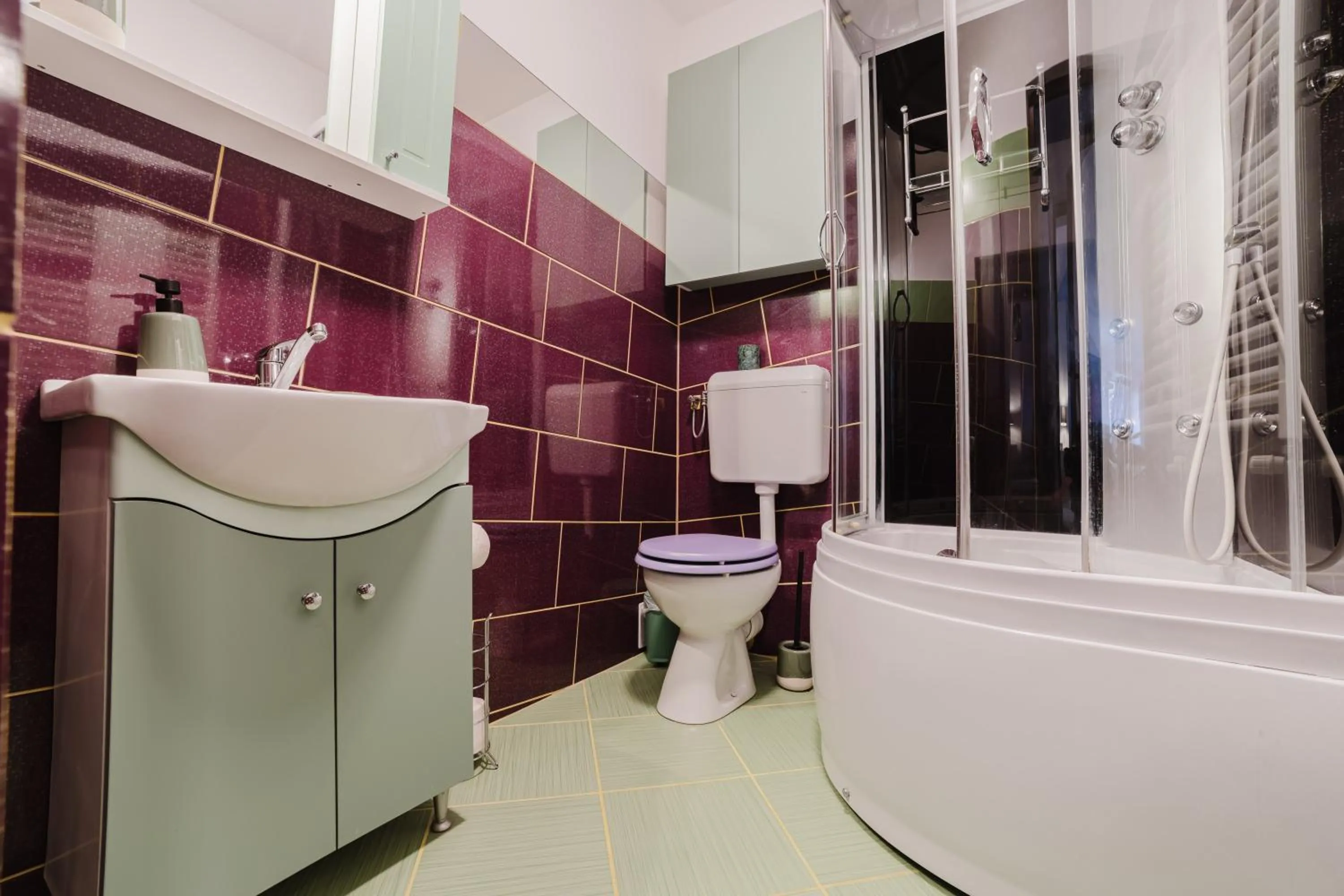 Shower in ALBERT RESIDENCE Brasov with complimentary parking off site