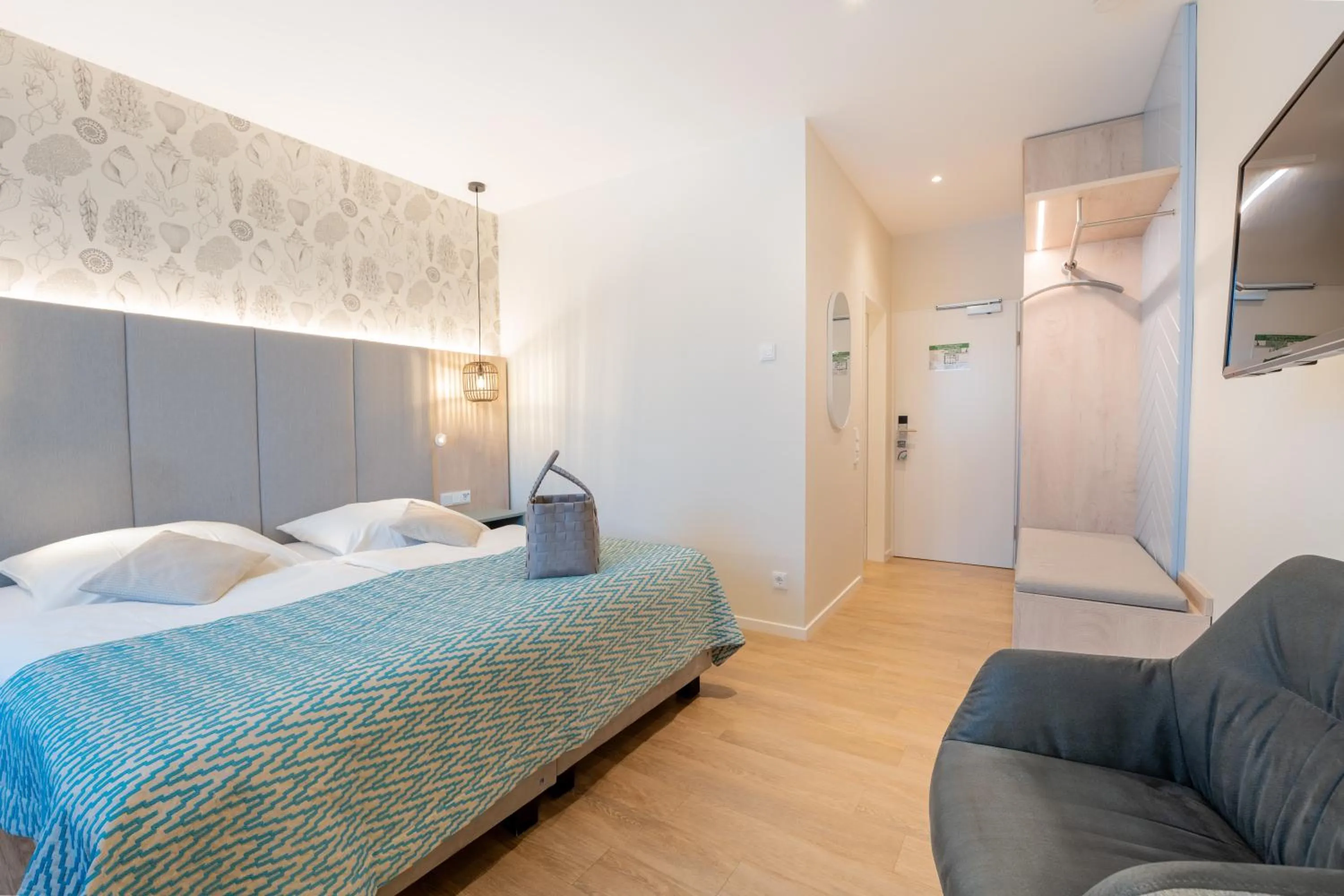 Bed in Hotel Strandhus