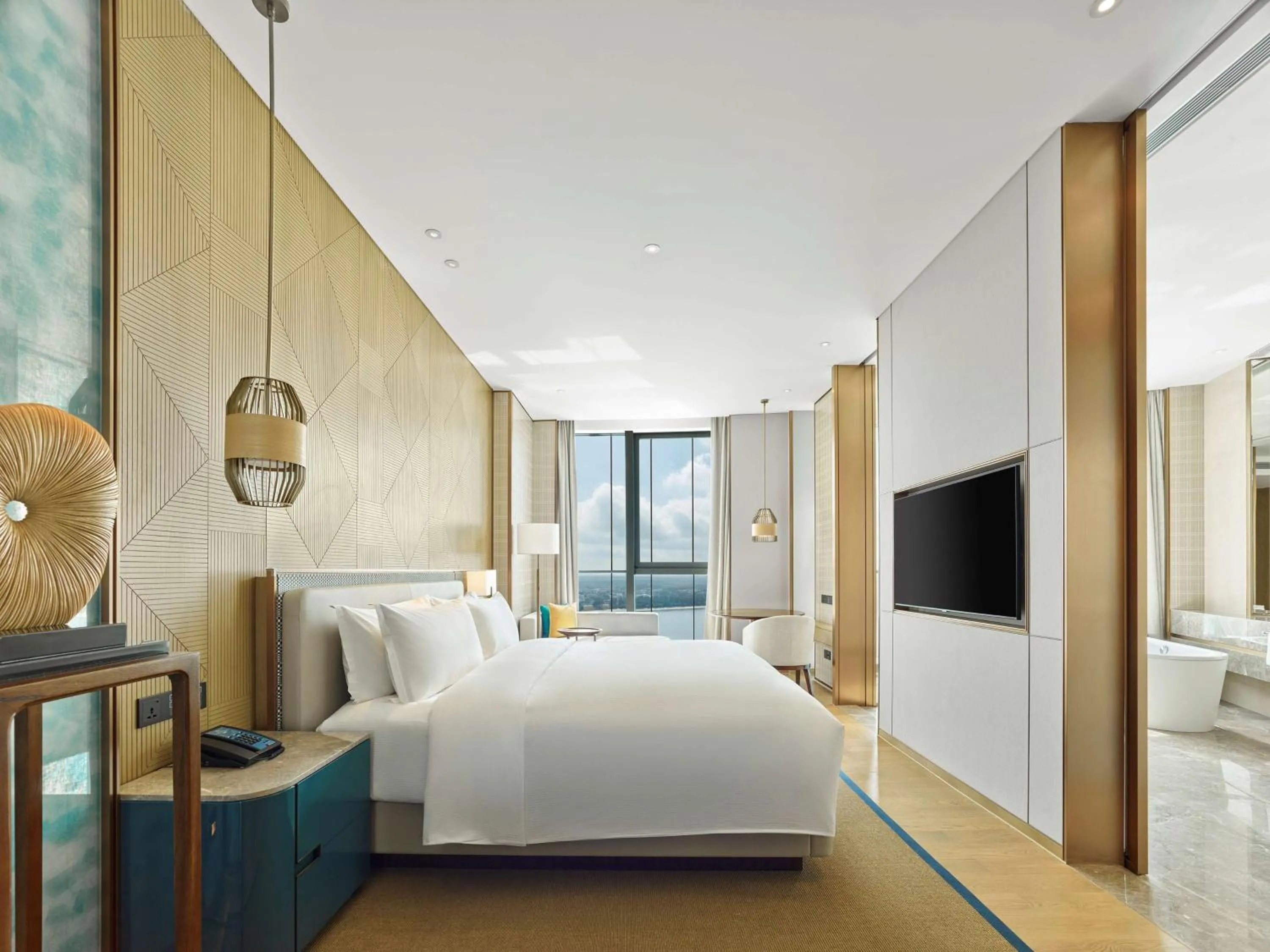 Bathroom, Bed in Hilton Hainan Ocean Flower Island