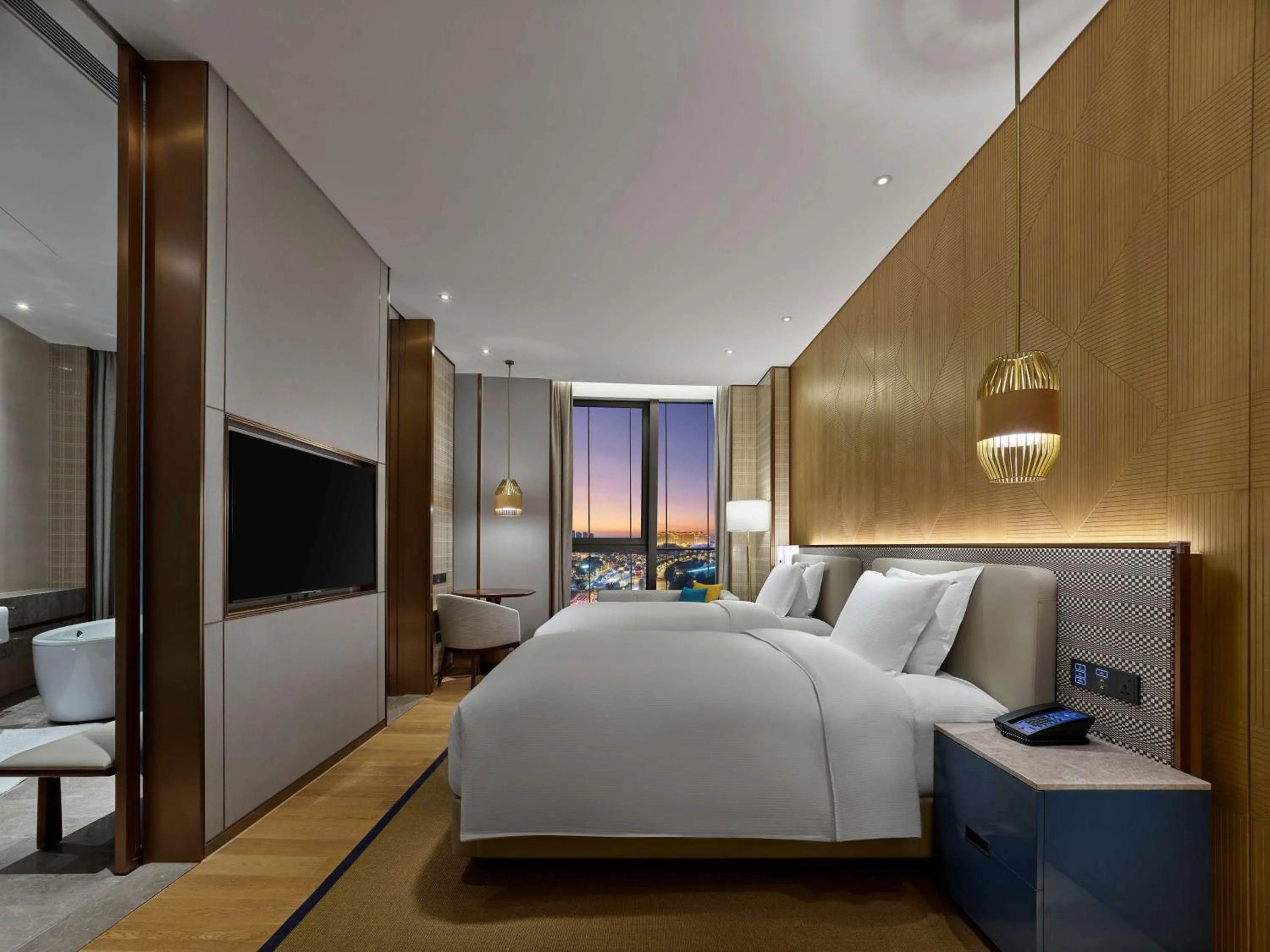 Bathroom, Bed in Hilton Hainan Ocean Flower Island