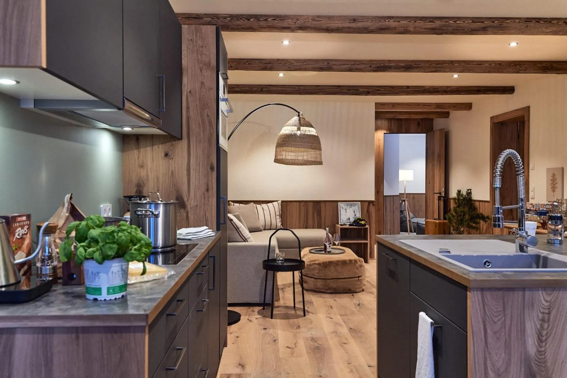 Kitchen or kitchenette in Berghaus Schröcken - Hotel Apartments Spa