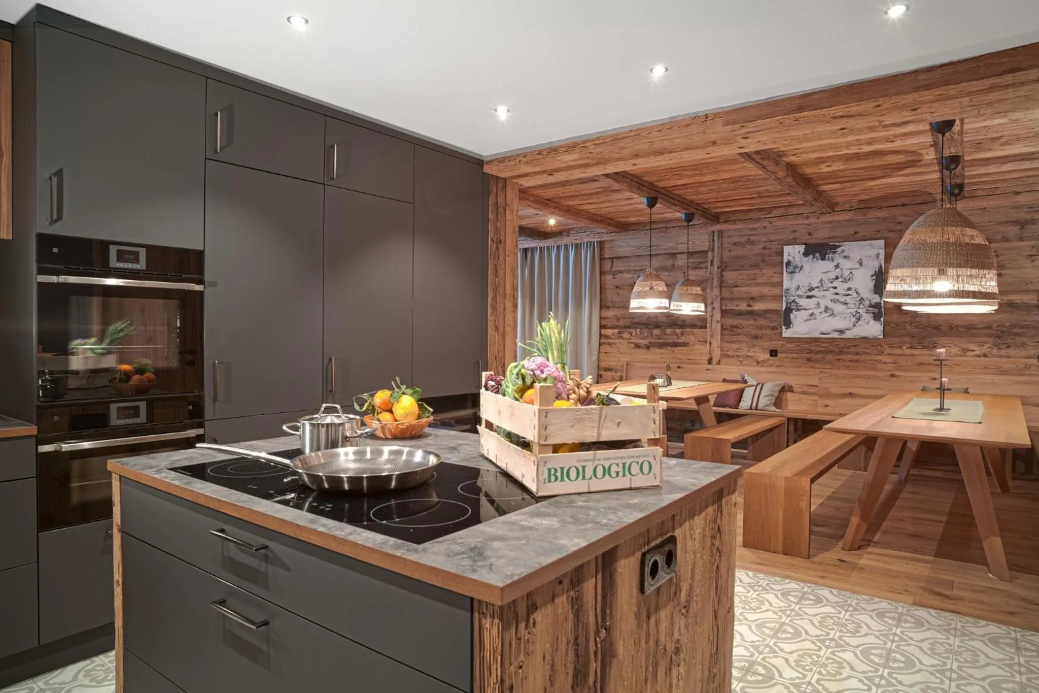 Kitchen or kitchenette in Berghaus Schröcken - Hotel Apartments Spa