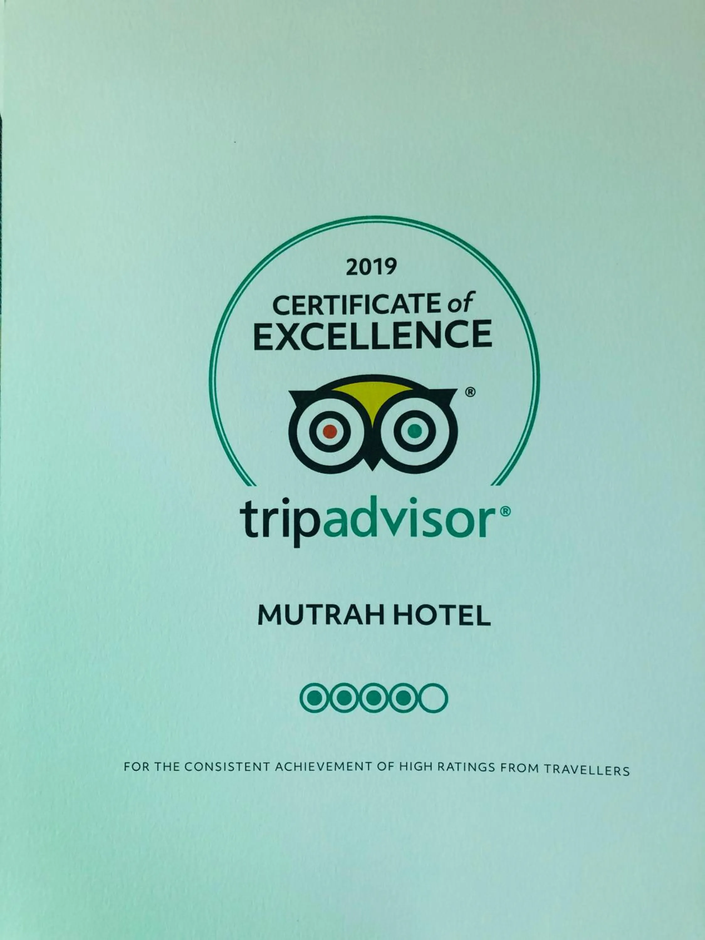 Certificate/Award in Mutrah Hotel