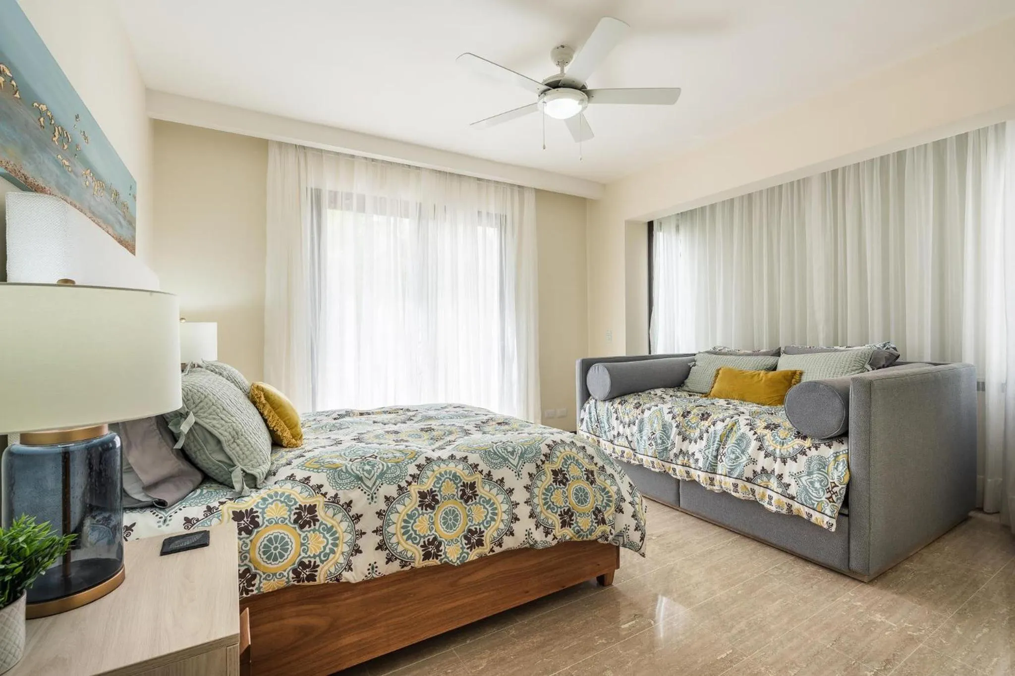 Bed in 3BR apartment with balcony in Portillo - Terrenas