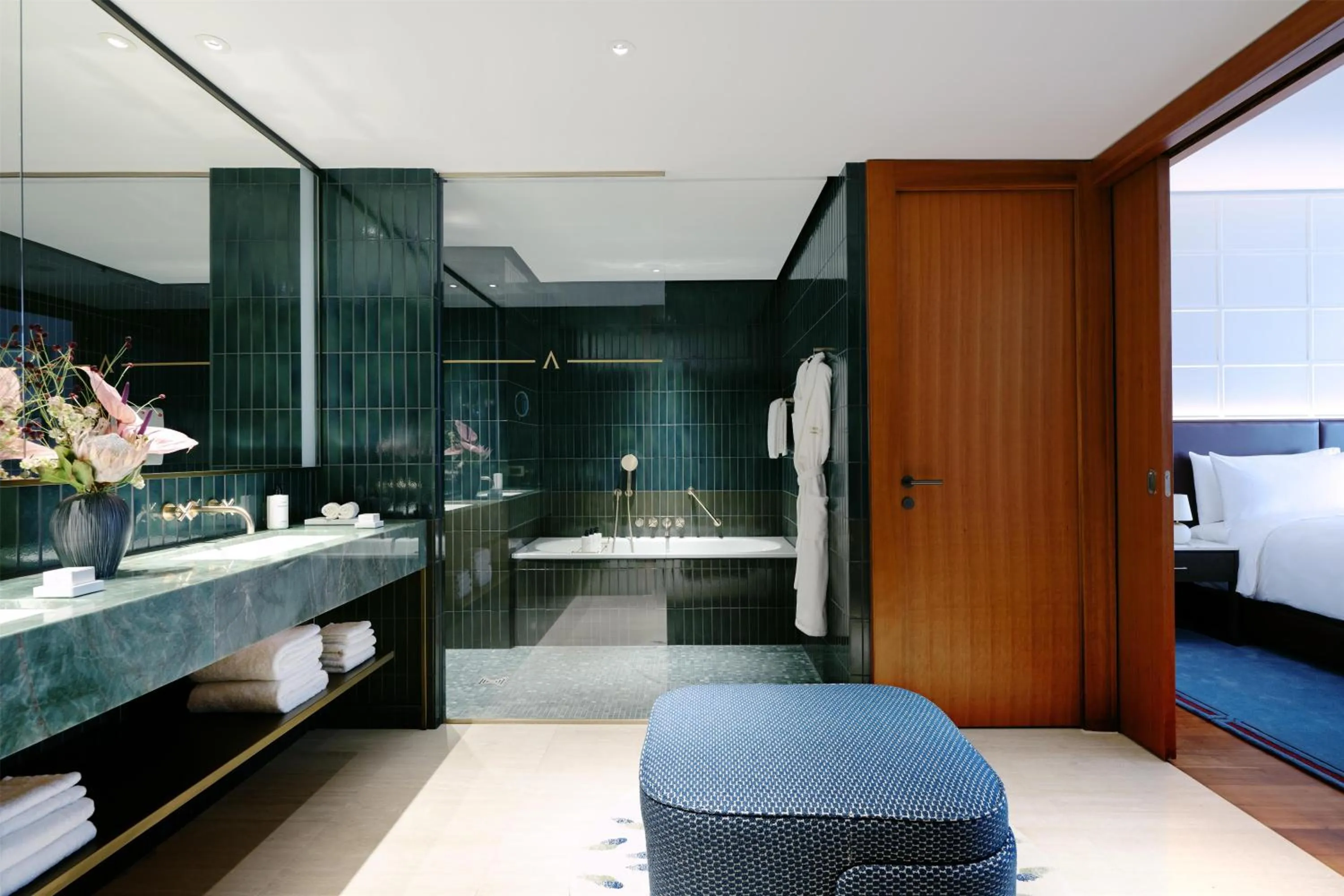 Bathroom, Bed in Conrad Hamburg