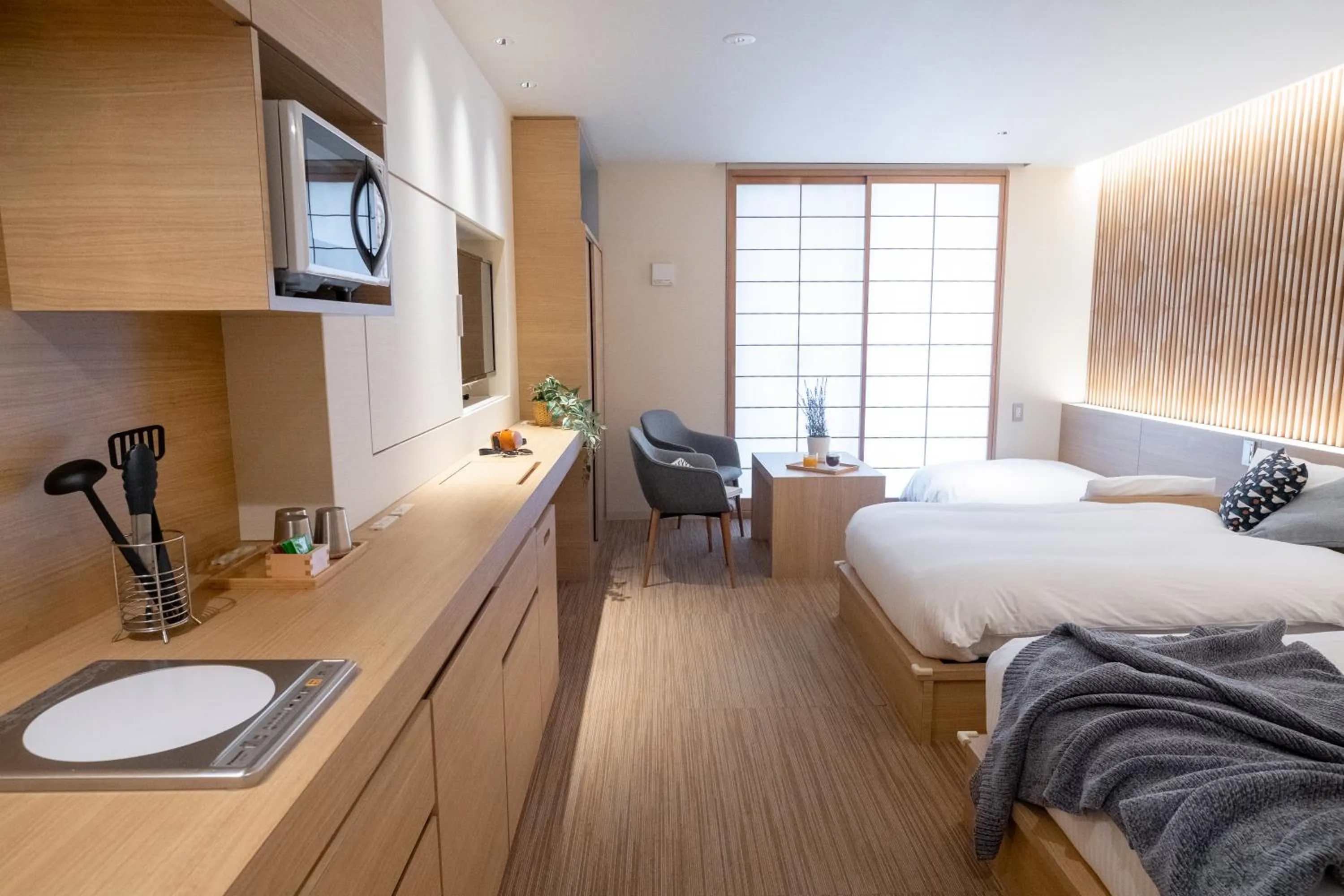 Kitchen or kitchenette, Bed in ORI Kyoto