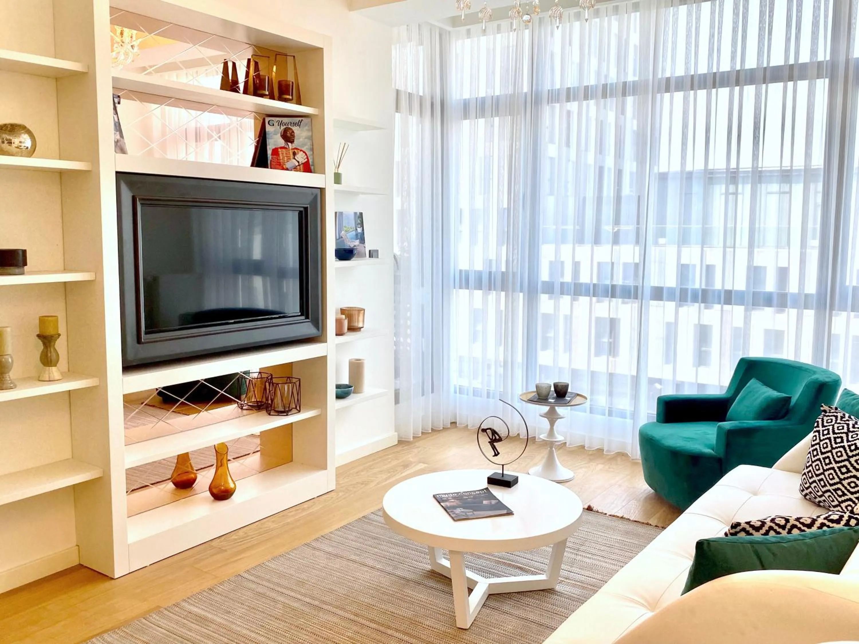 Living room in G Tower Furnished Apartment Rentals