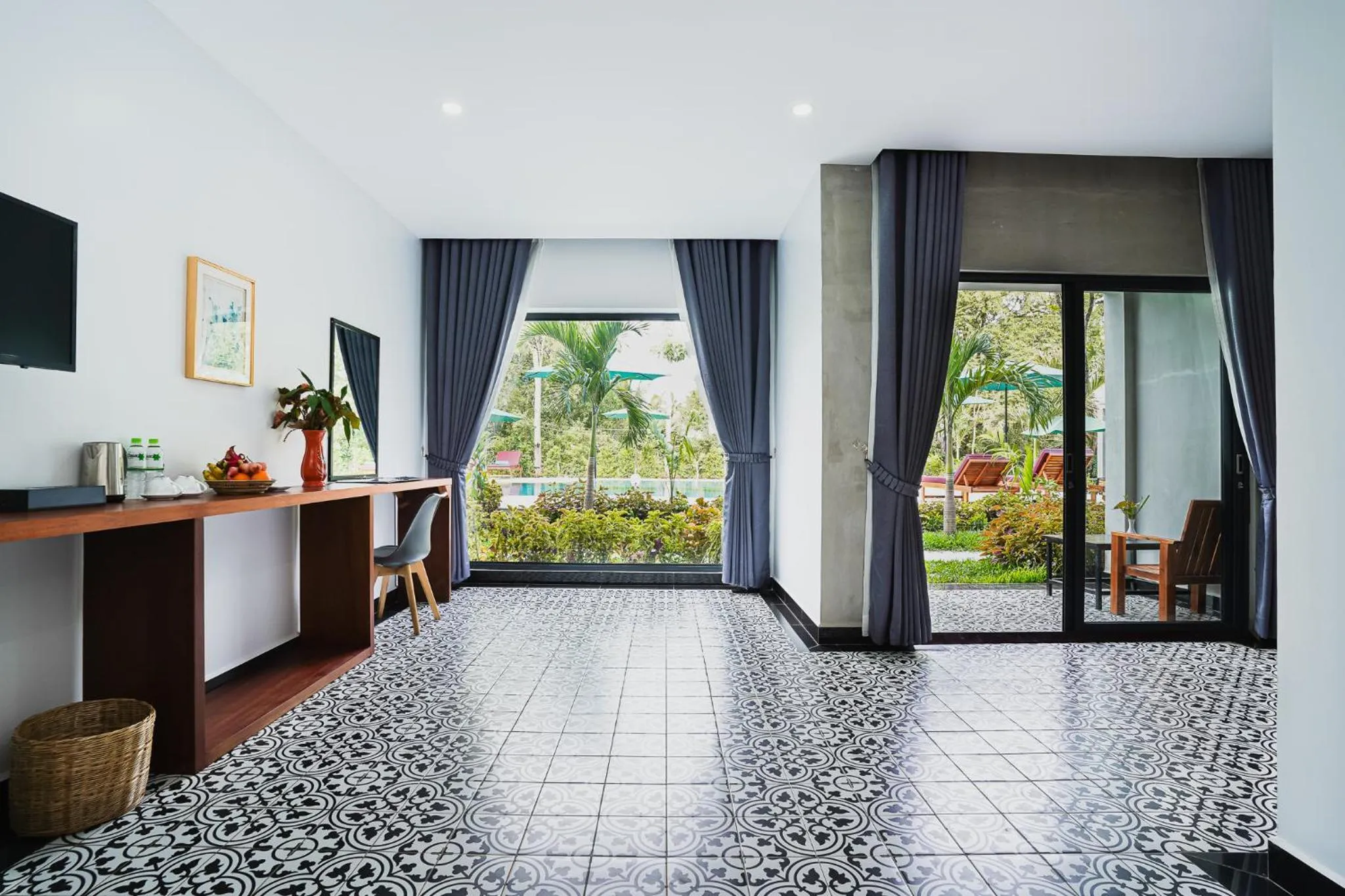 Pool view in Kampot Sweet Boutique