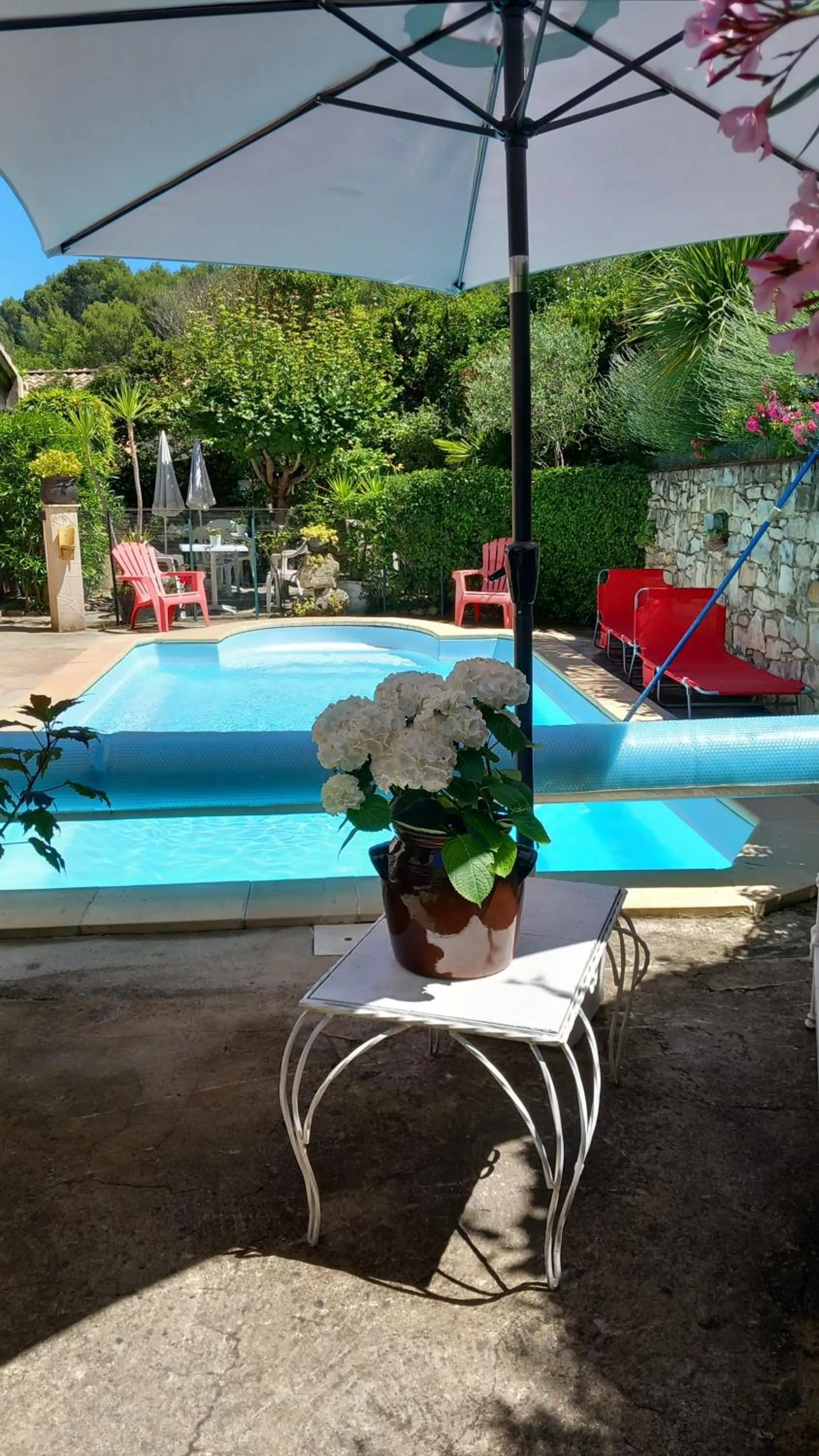 Pool view in La Sapiniére -chambres climatisées