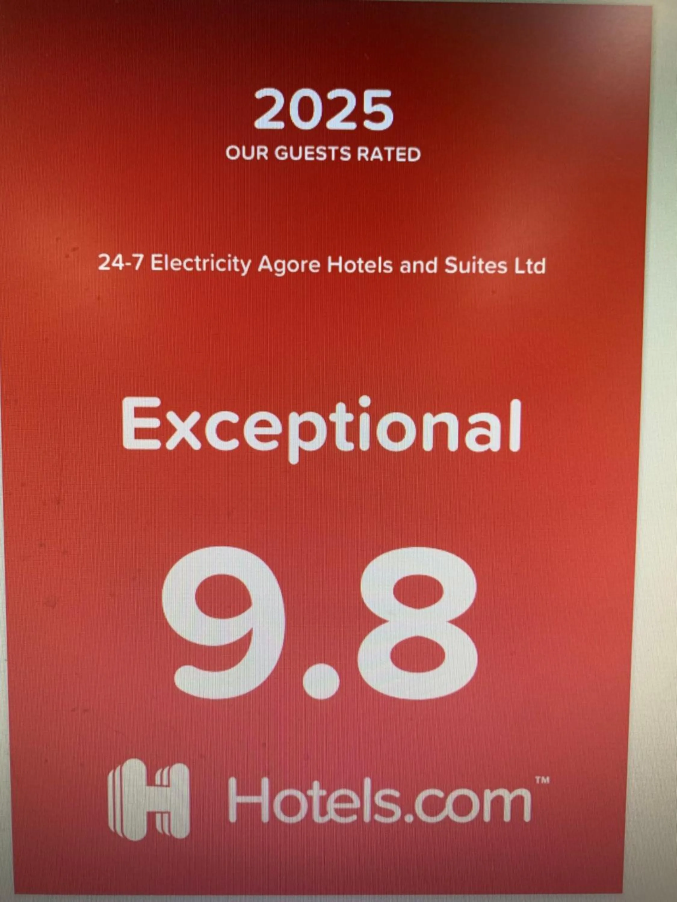 Certificate/Award in 24-7 Electricity Agore Hotels and Suites Ltd