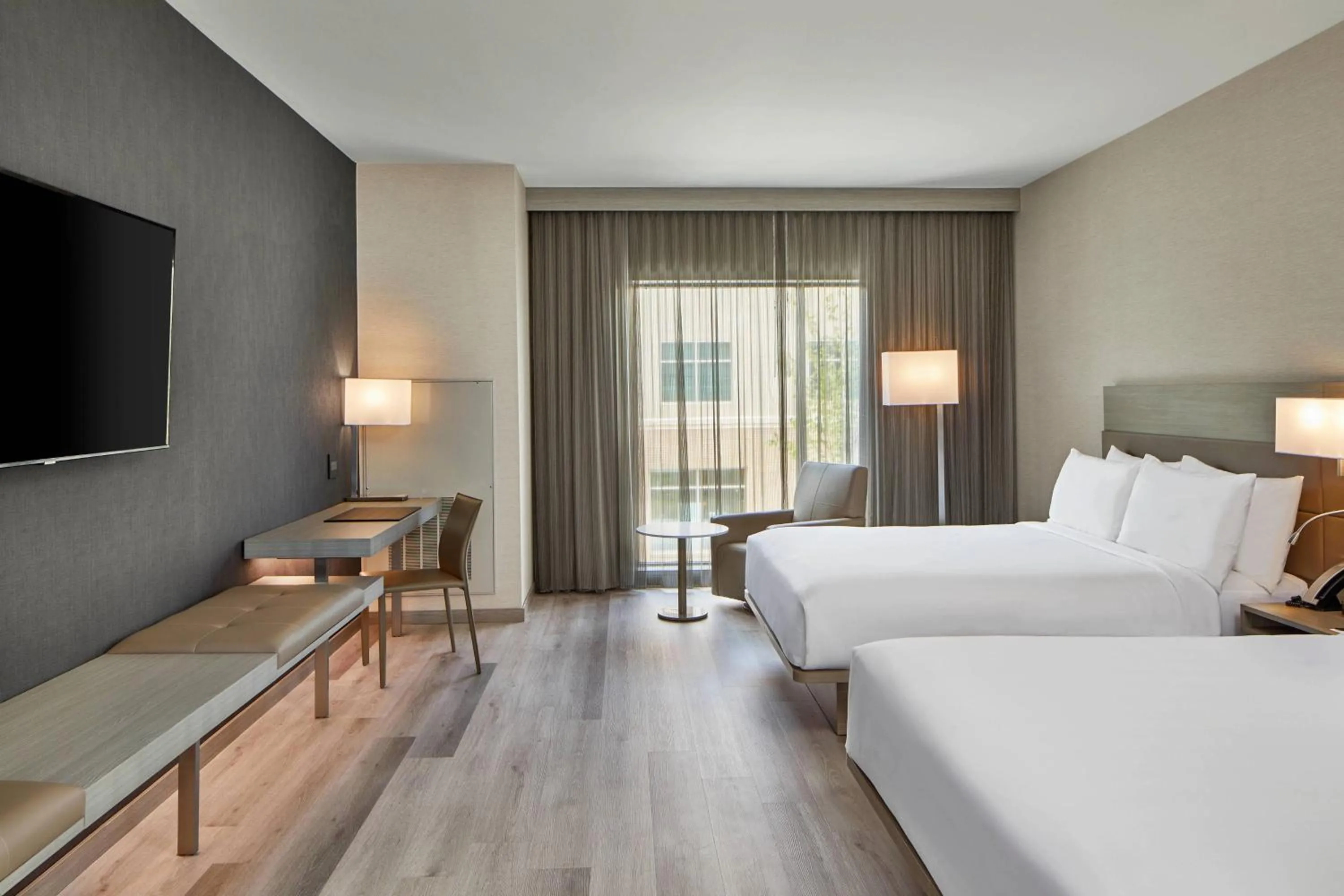 Photo of the whole room, Bed in AC Hotel by Marriott Durham Duke University