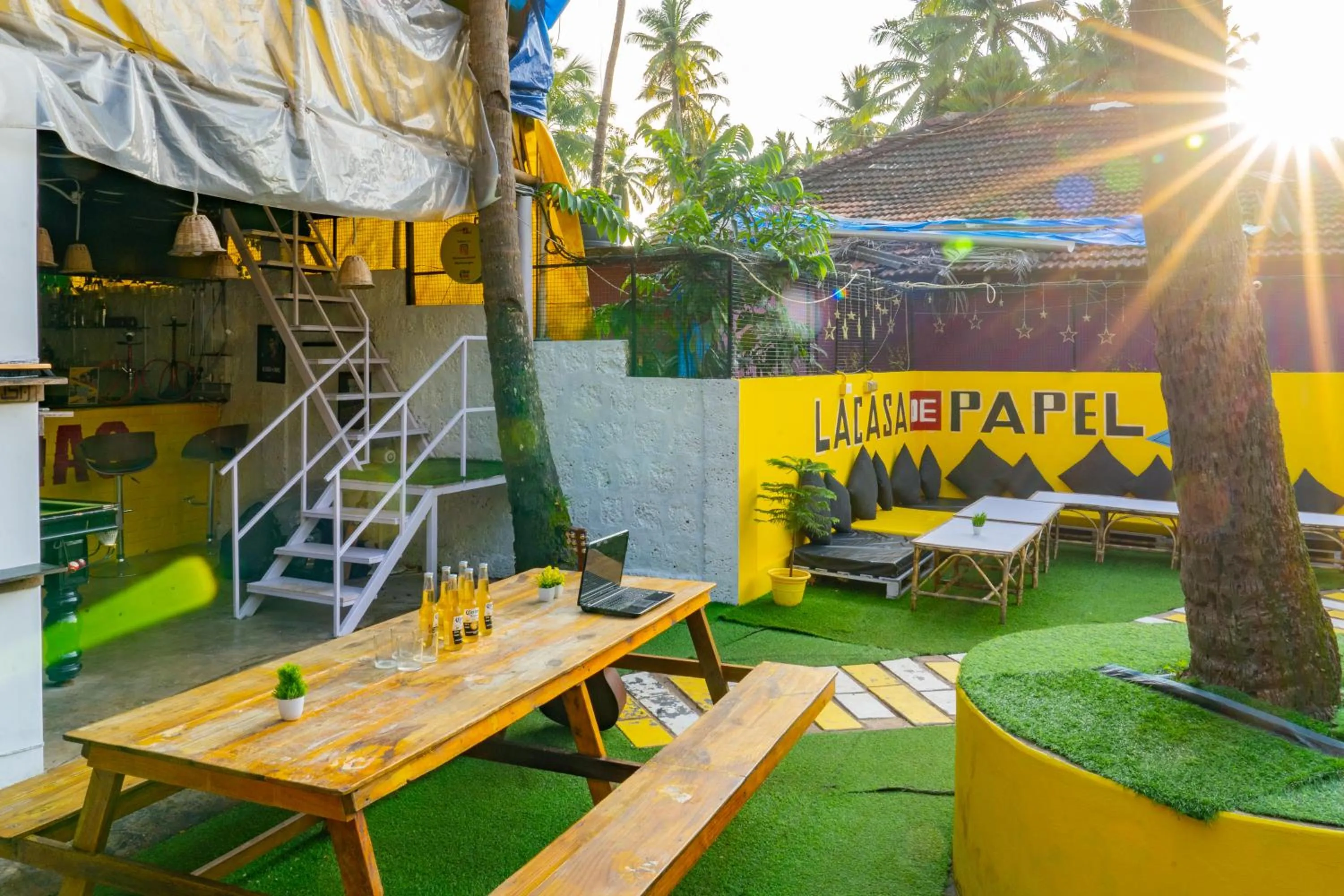 Garden in Whoopers Hostel Palolem