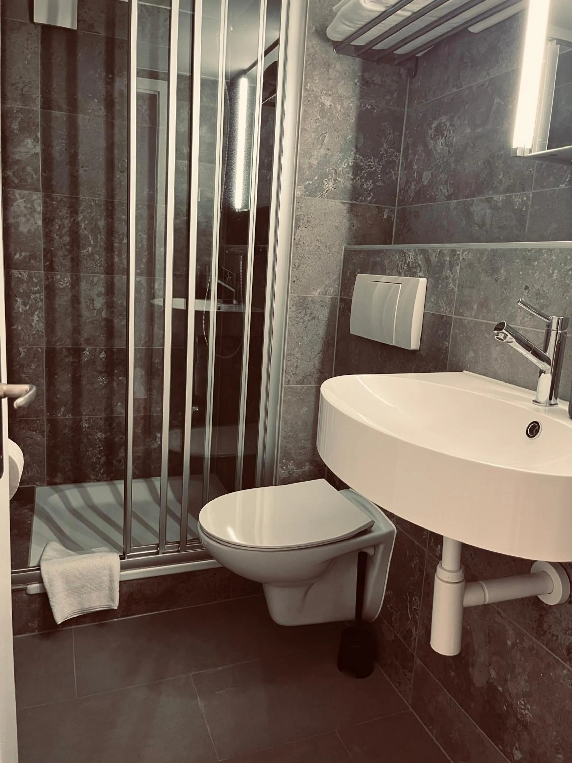 Shower in Boutique Hotel Bellevue B&B am Brienzersee Iseltwald Interlaken