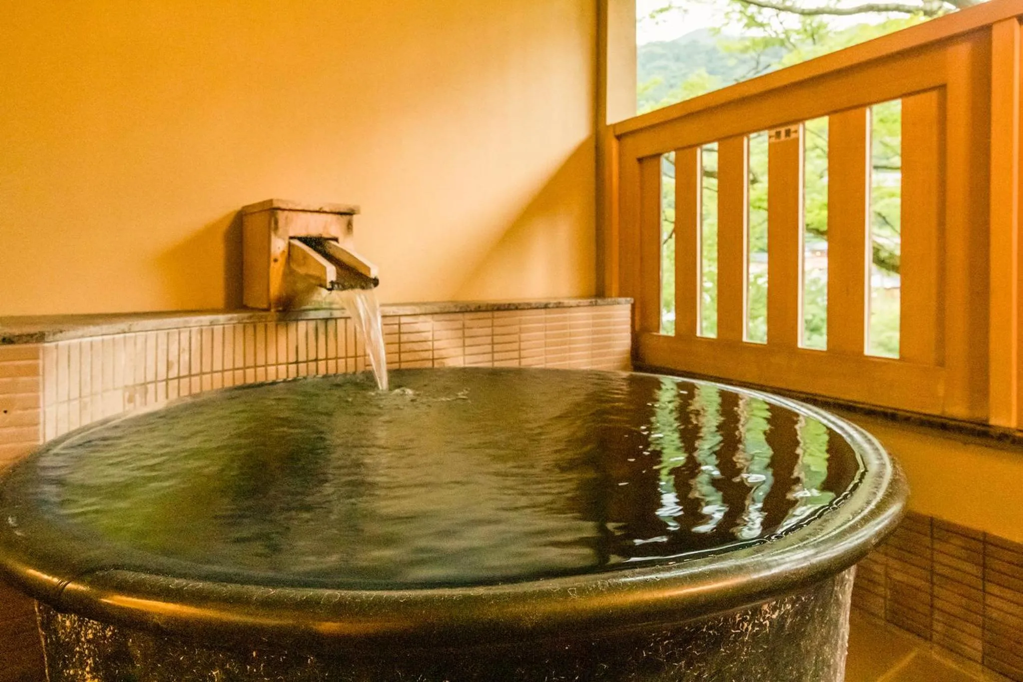 Open Air Bath in Hakone Yumoto Onsen Hotel Kajikaso
