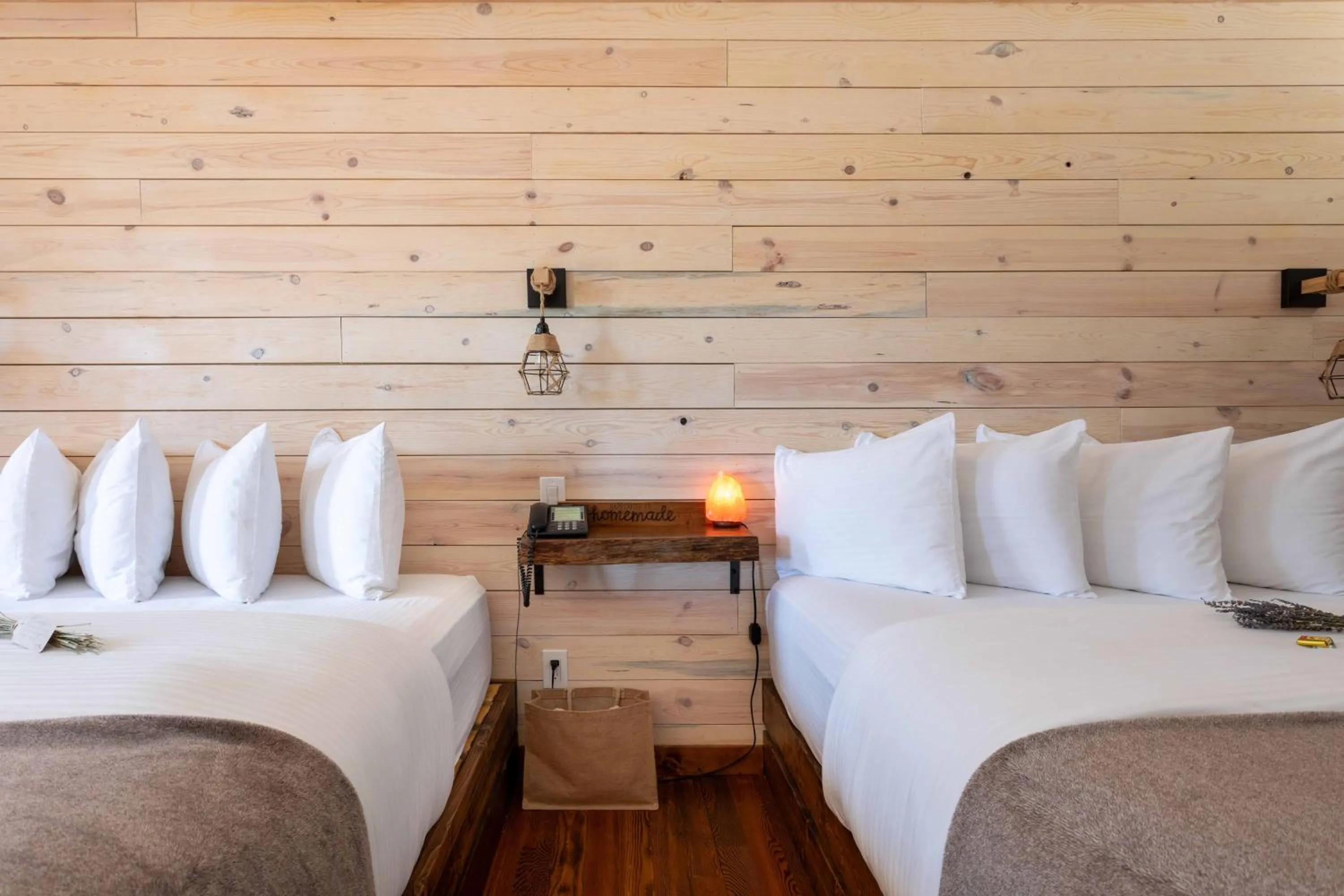 Bed in The Valley View Cabins and Event Center