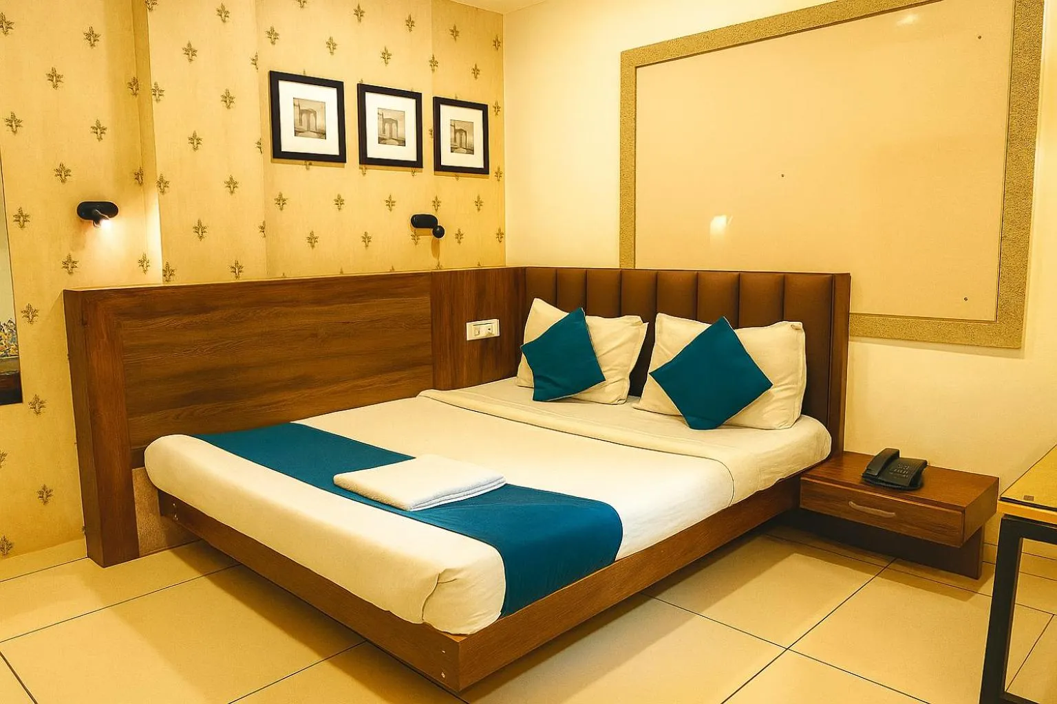 Bed in Hotel Shree Ram Palace