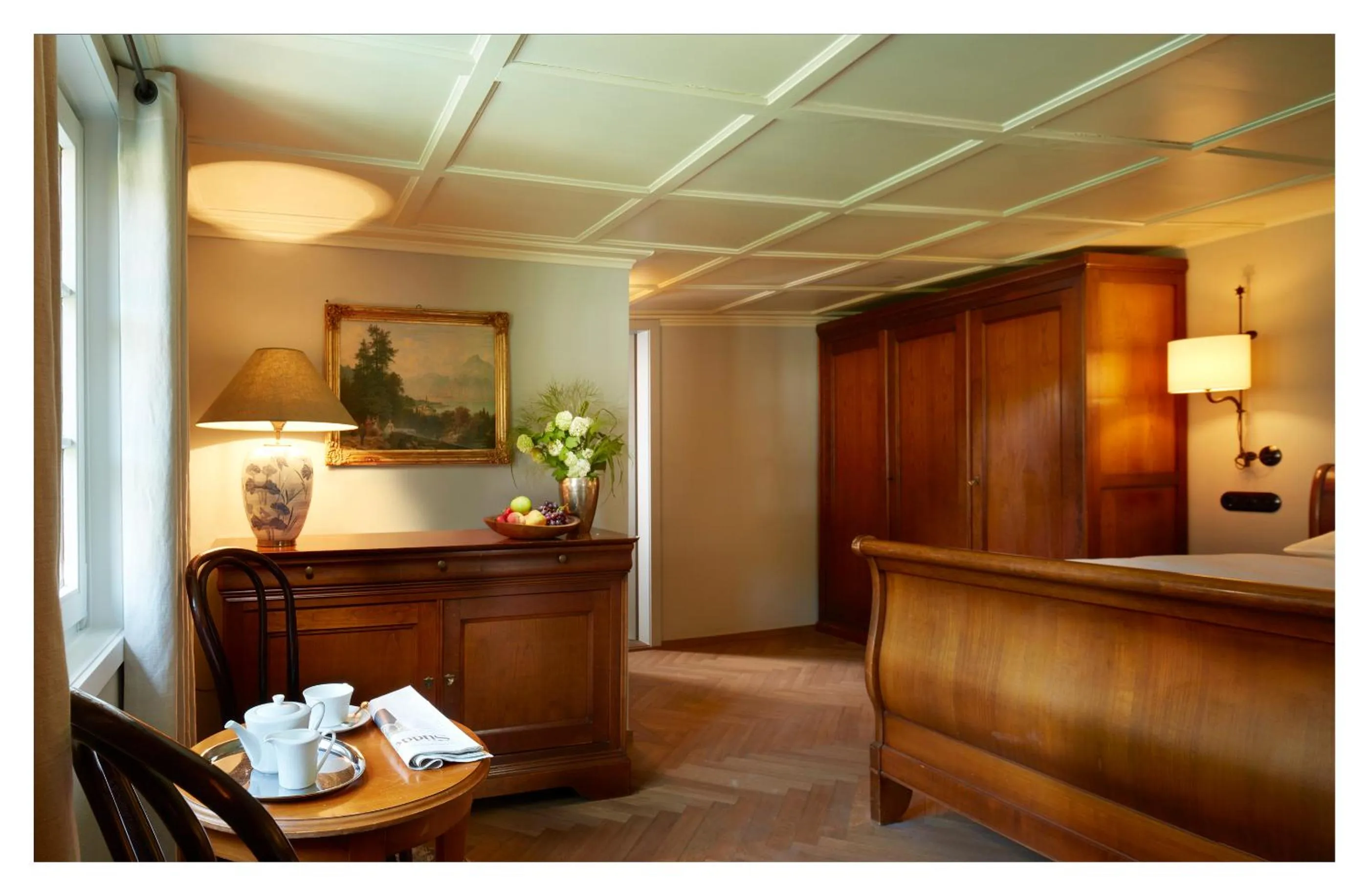 Bed, Lobby/Reception in Gasthof Hirschen Schwarzenberg