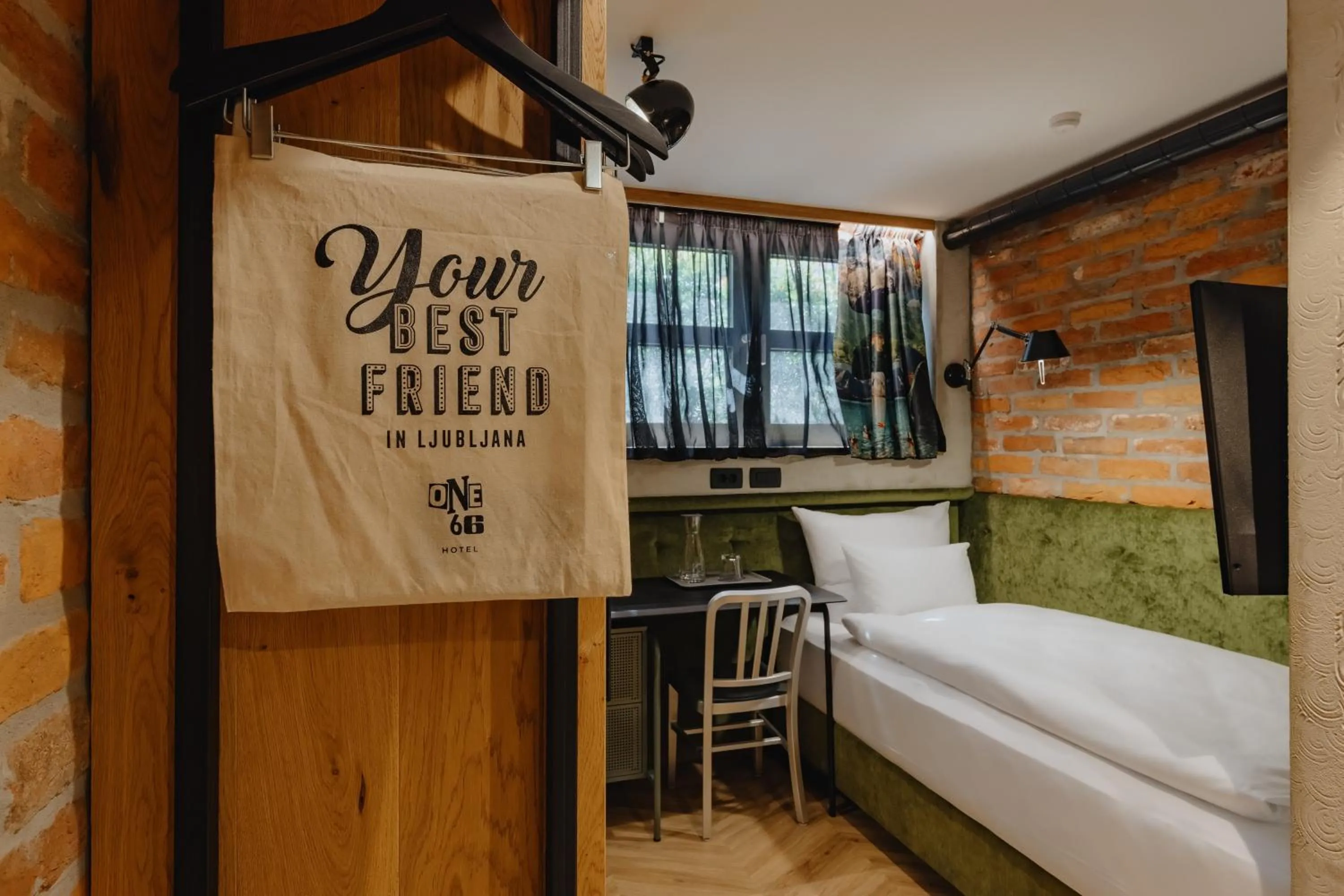 Property logo or sign, Bed in ONE66 Hotel