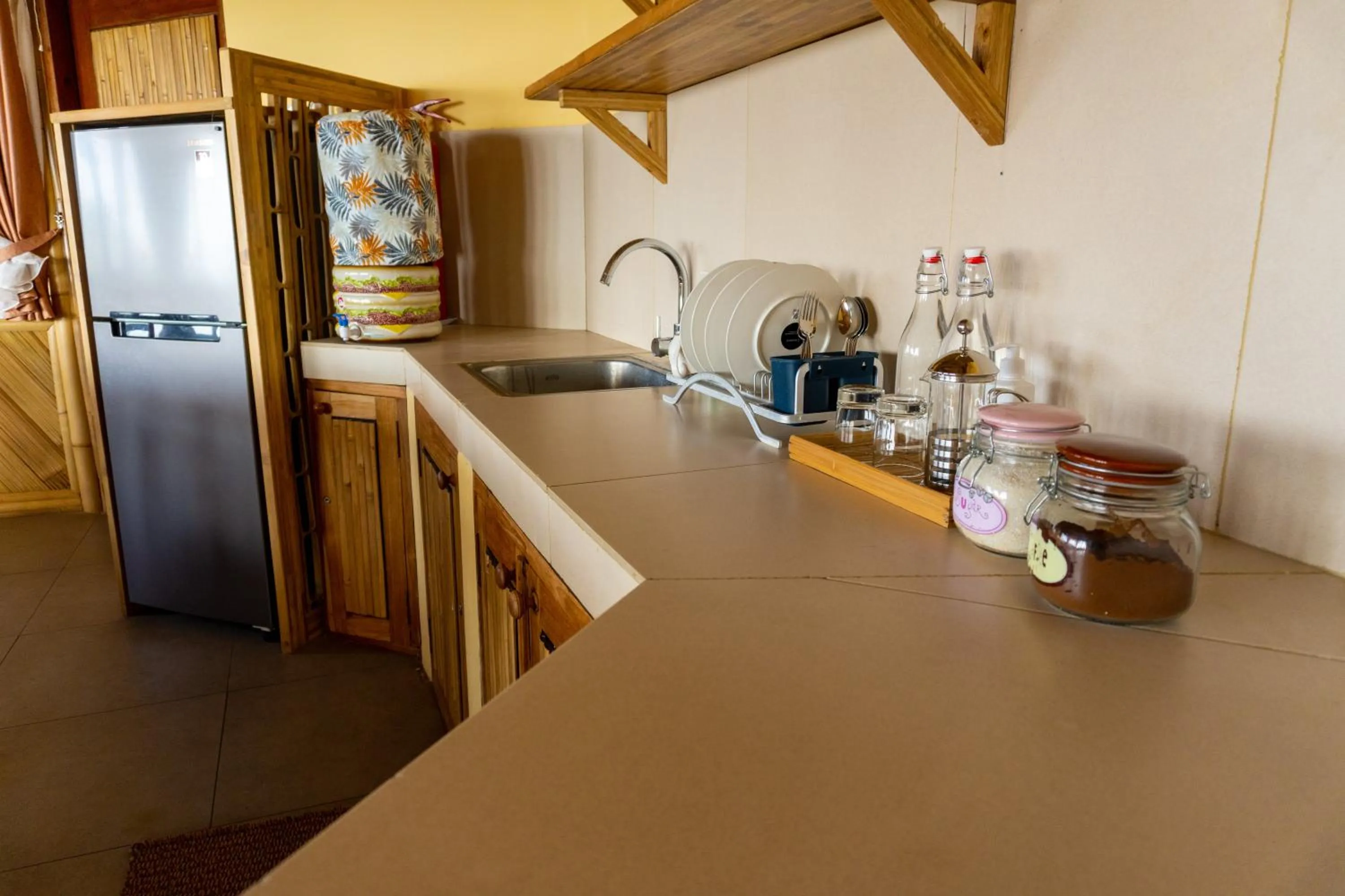 Kitchen or kitchenette in Elang Hillside Bamboo Villas