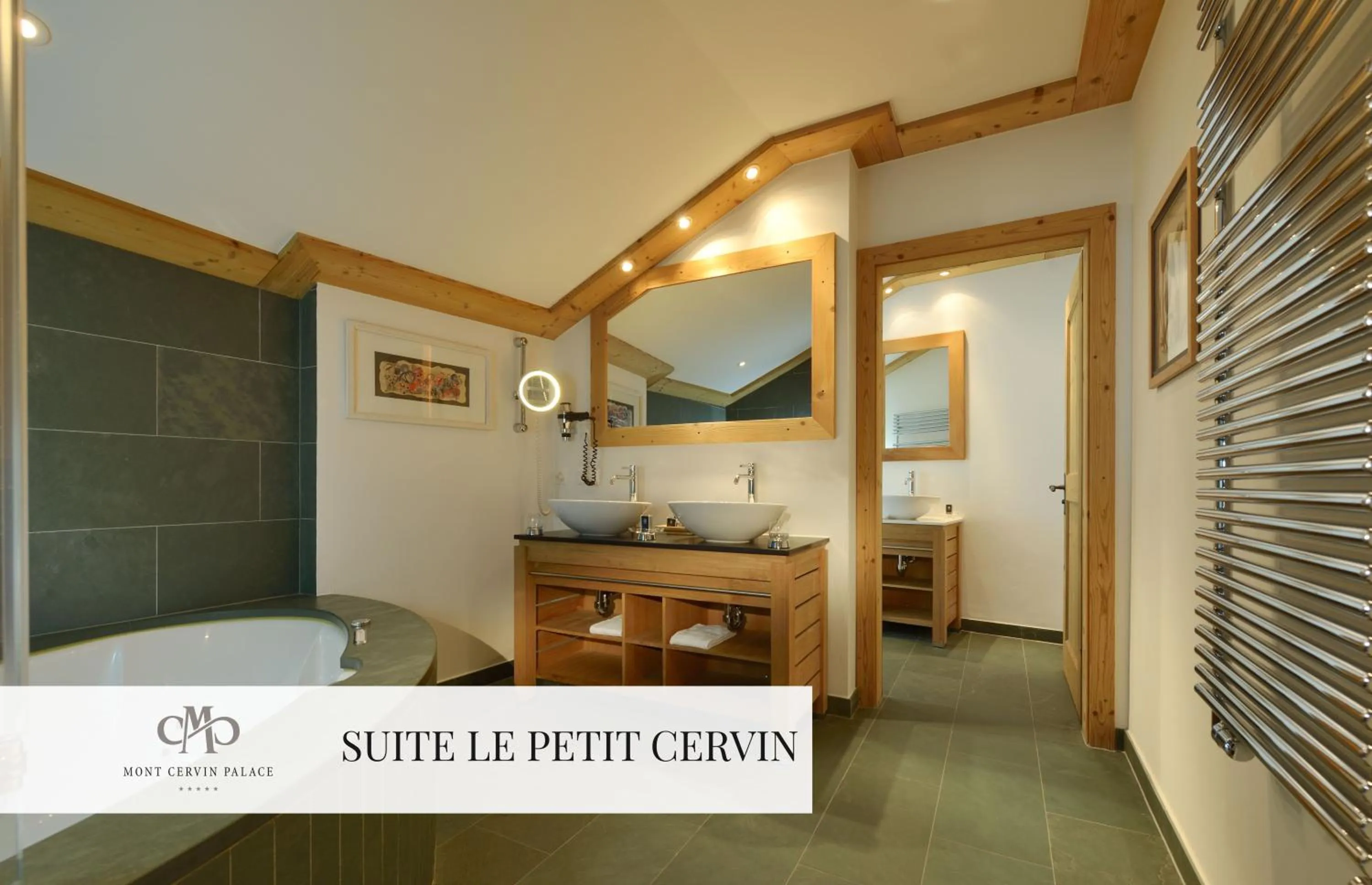 Bathroom, Bed in Mont Cervin Palace